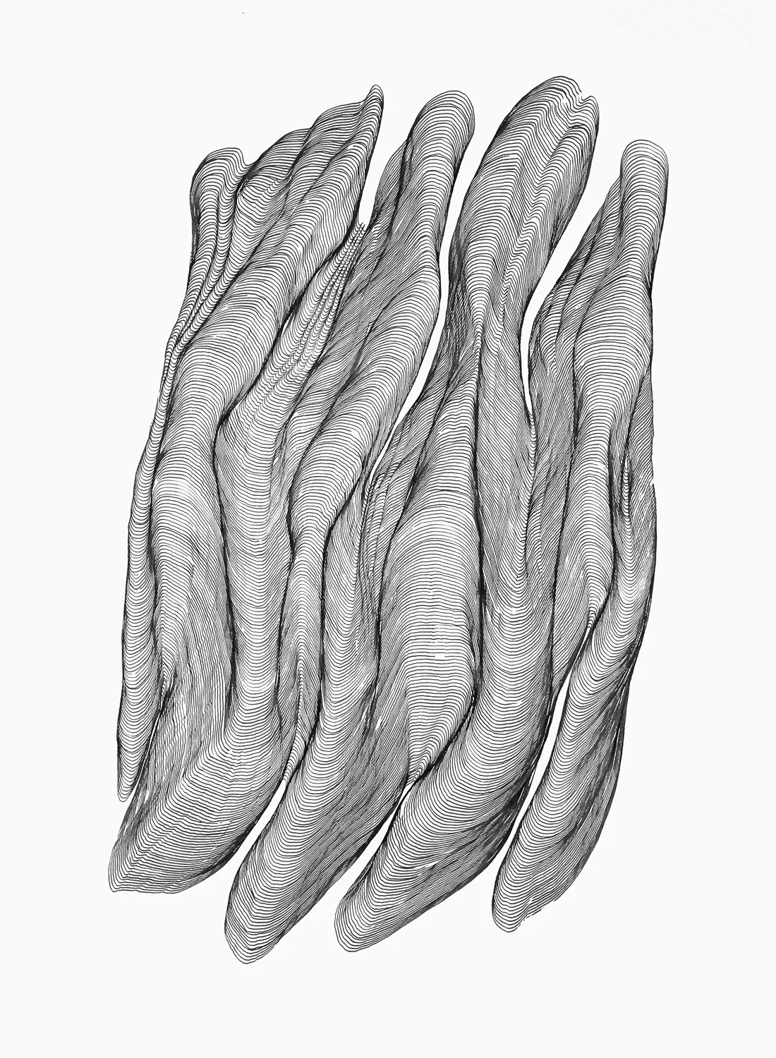 Waves 10 , 2017 ink on 140 lb cold press watercolor paper 30 x 22 in (76.2 x 55.9 cm)