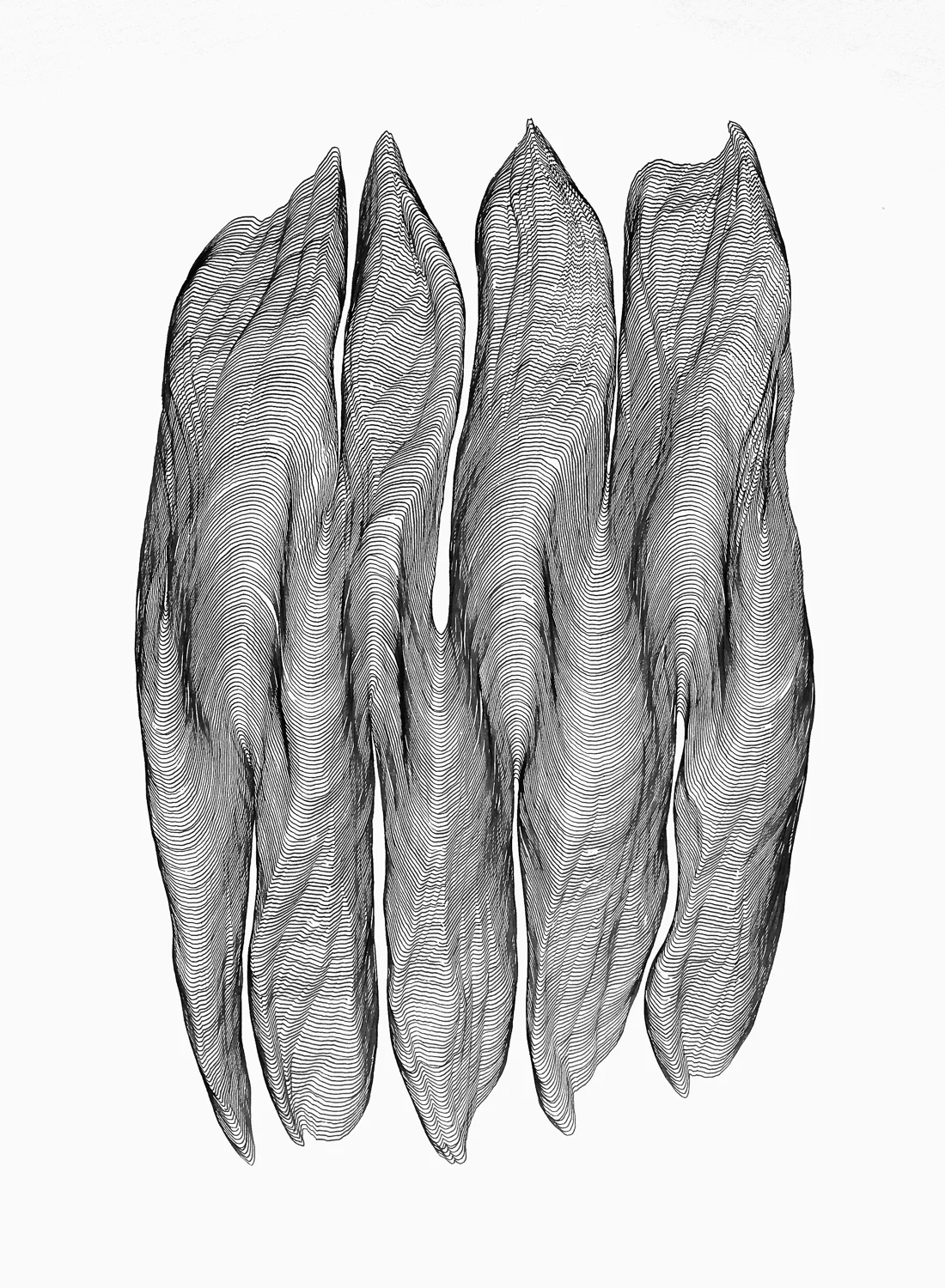 Waves 13 , 2017 ink on 140 lb cold press watercolor paper 30 x 22 in (76.2 x 55.9 cm)