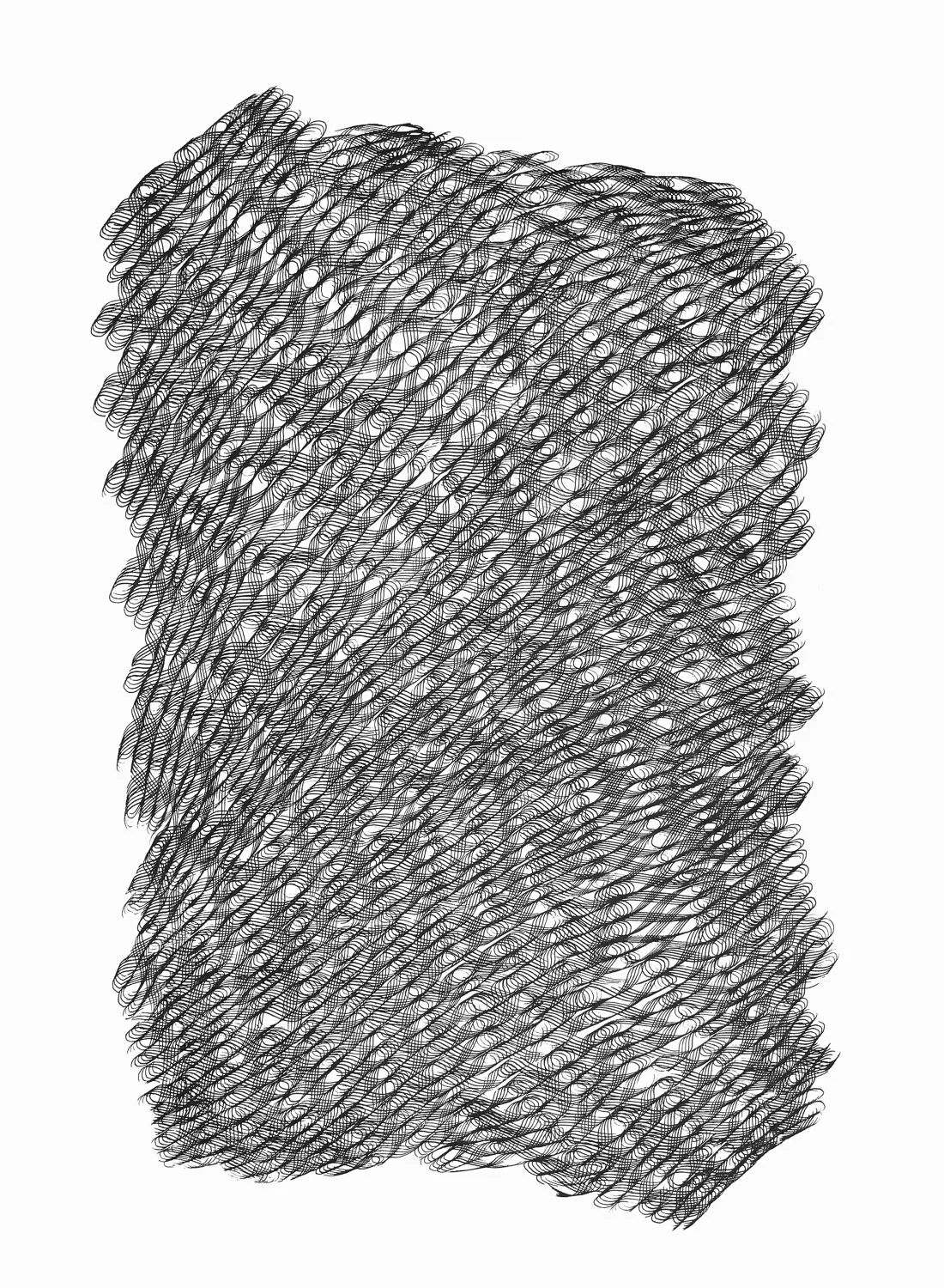 Figure 8s 3 , 2017 sumi ink on 140 lb cold press watercolor paper 30 x 22 in (76.2 x 55.9 cm)