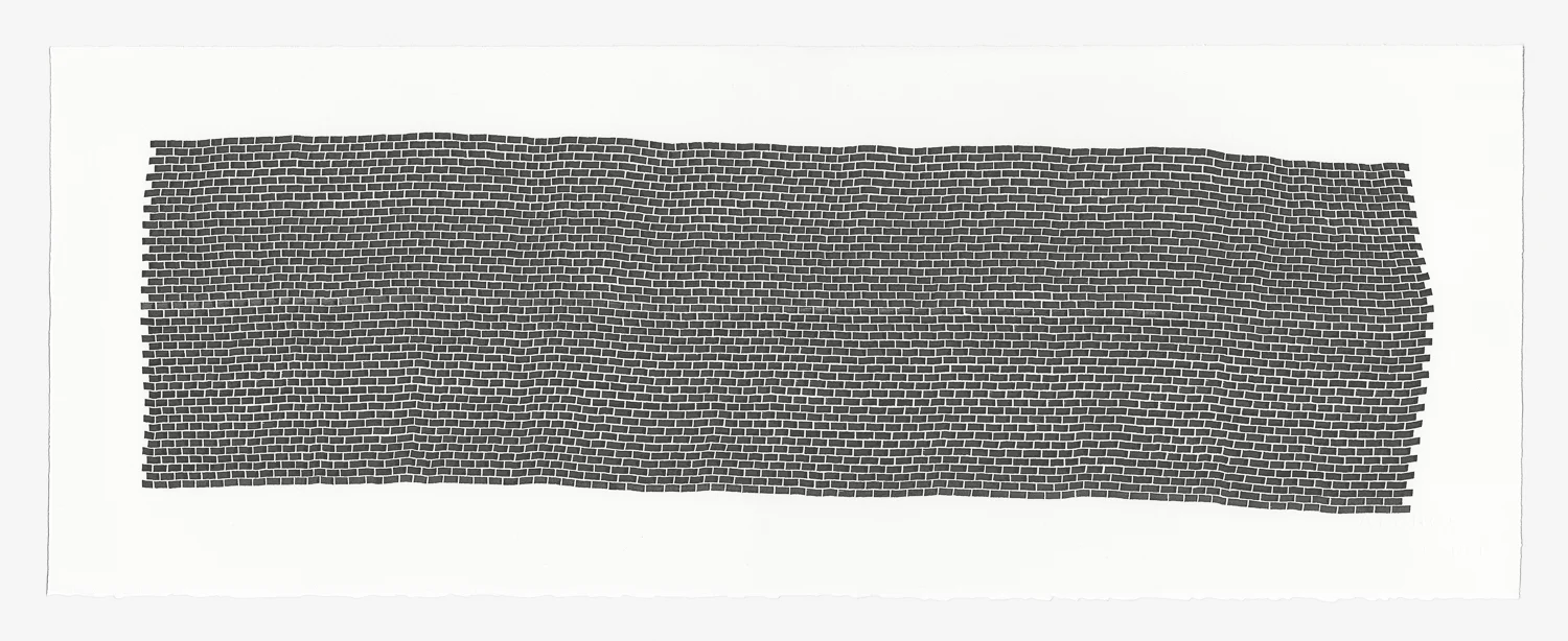 Bricks 2 , 2018 sumi ink on 140 lb hot press watercolor paper 11 x 30 (27.9 x 76.2 cm)