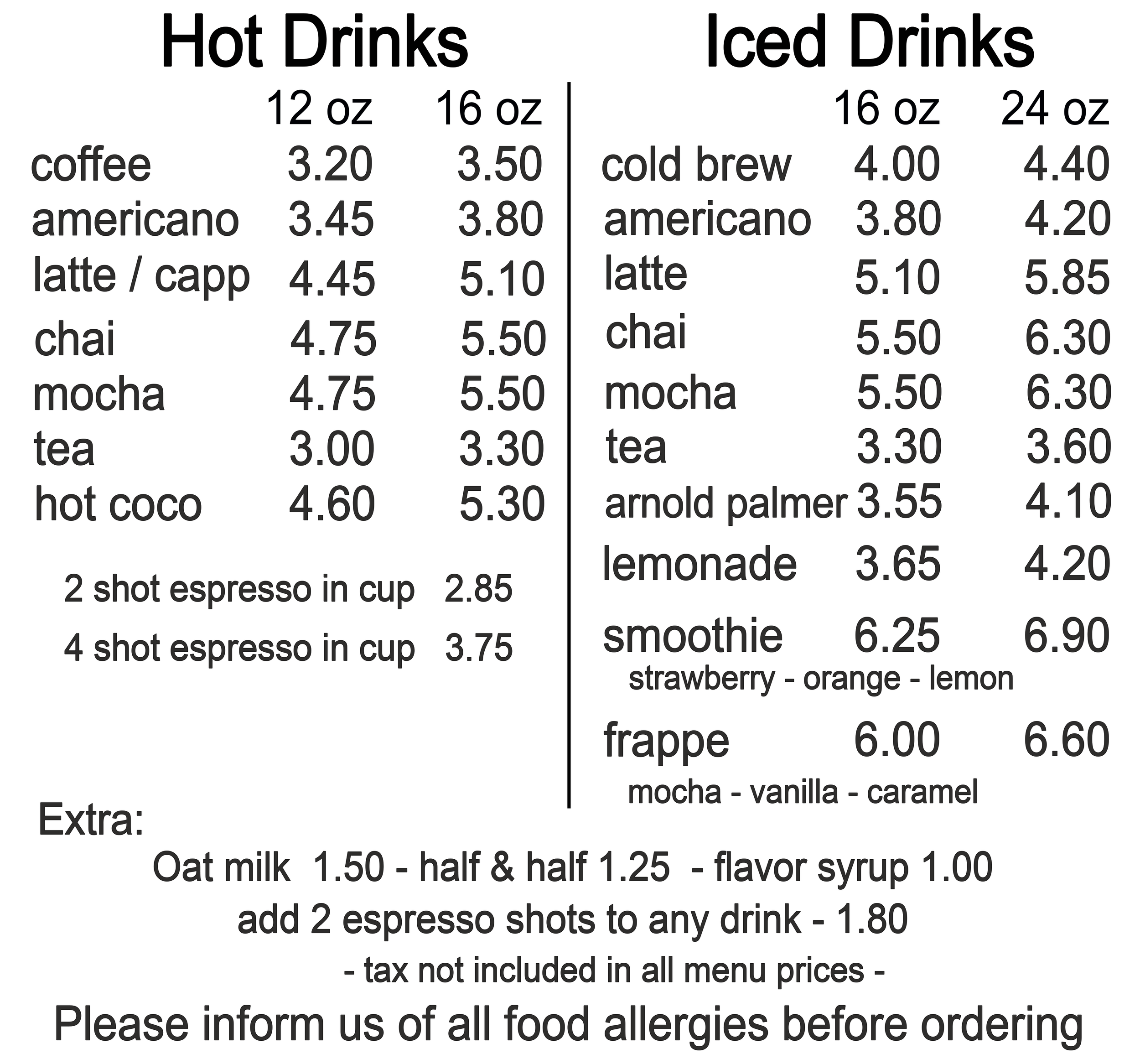 Menu — Townie Bagels Bakery Cafe