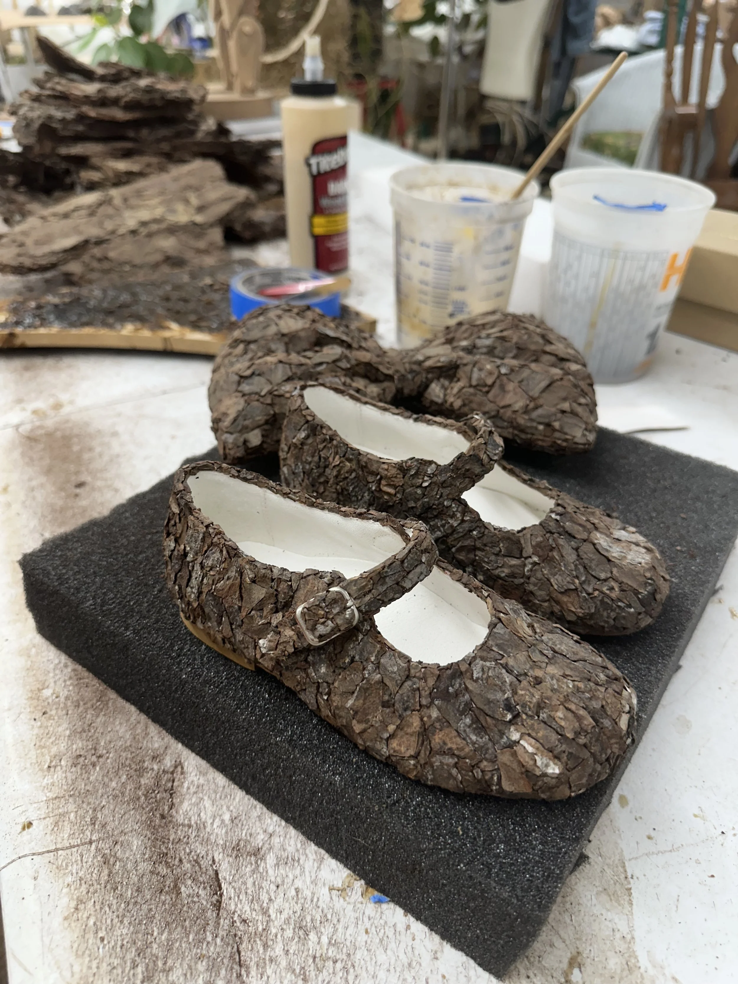 Pine Bark Little Girl shoes and Bow