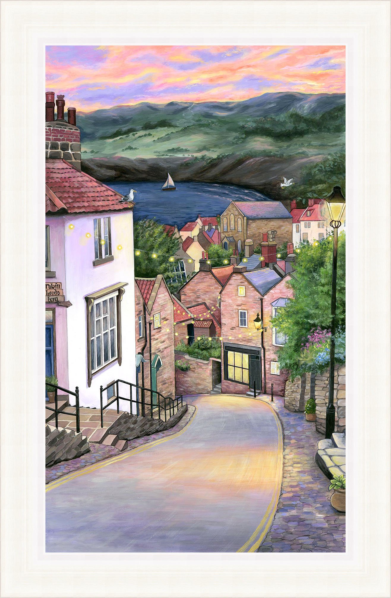 'Tangerine skies over Robin Hood's Bay' (Embellished) by Eve Melia