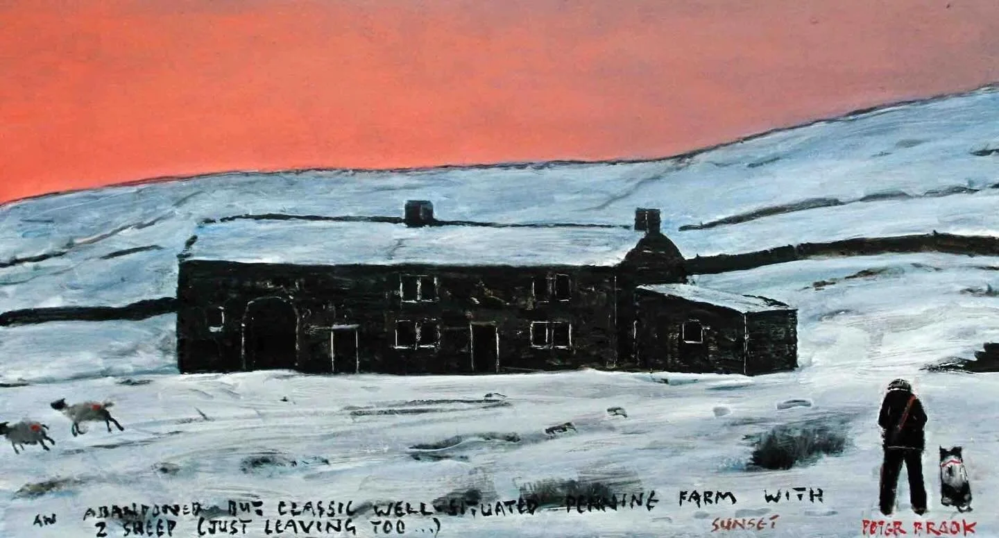 &lsquo;An abandoned but classic well-situated Pennine farm with 2 sheep (just leaving too&hellip;)&rsquo; by Peter Brook RBA