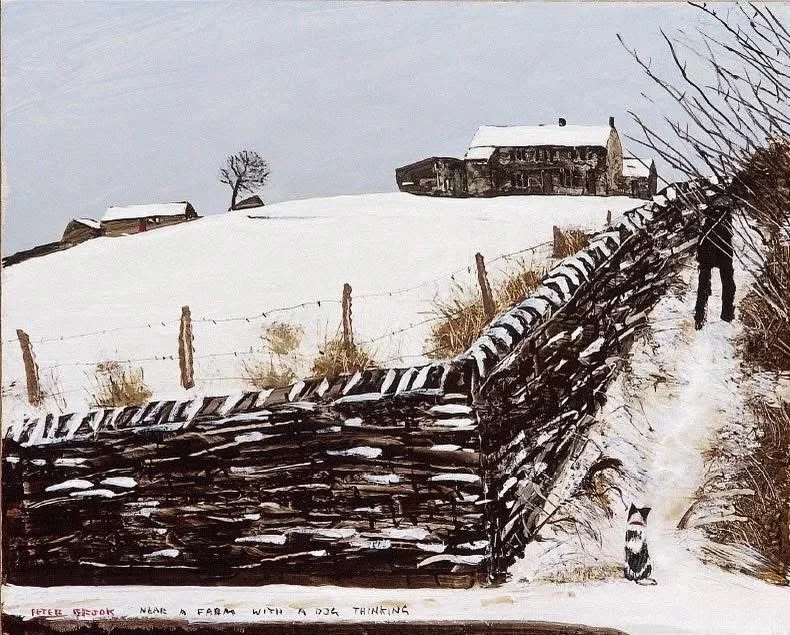 &lsquo;Near a farm with a dog thinking&rsquo; by Peter Brook RBA