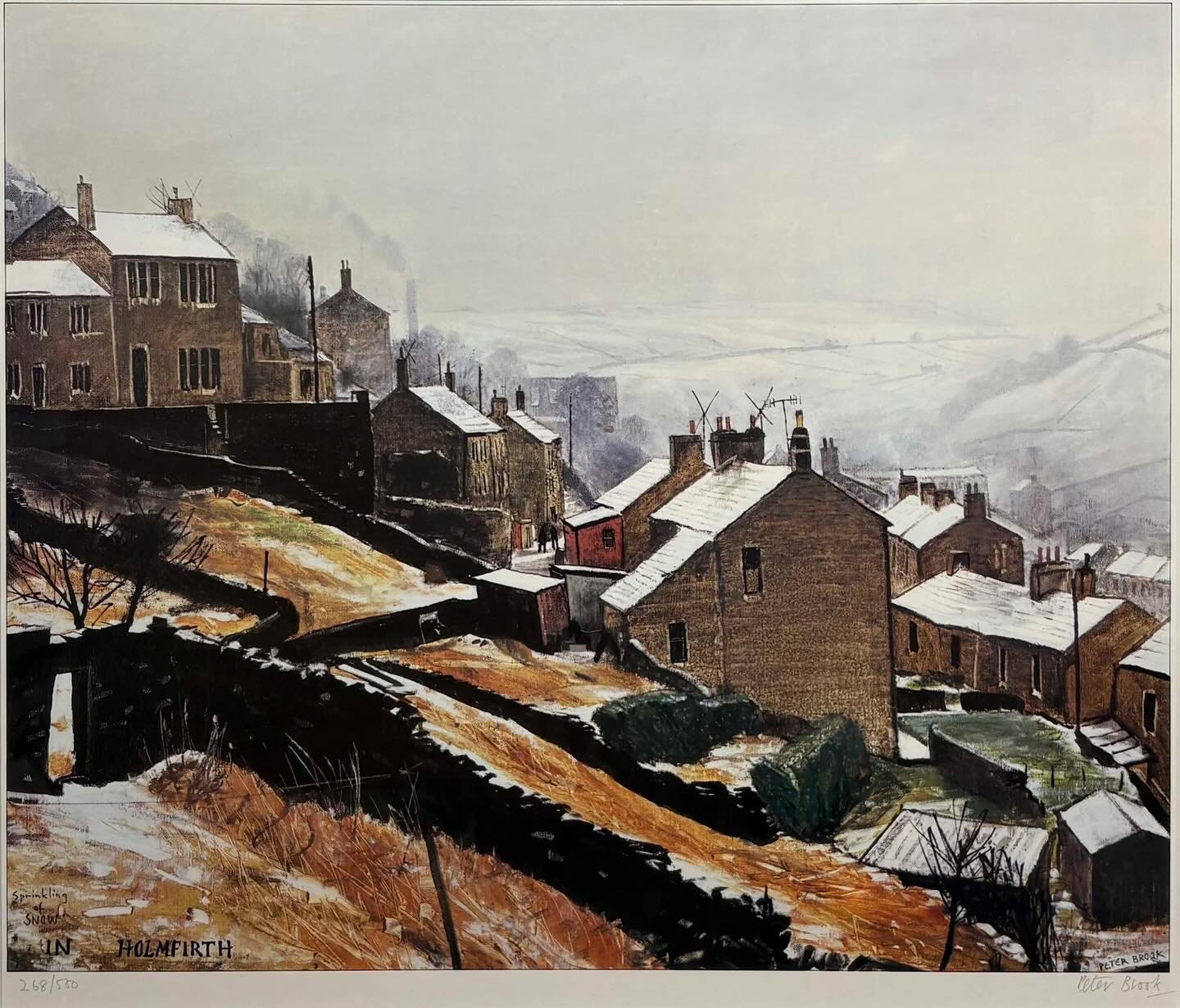 &lsquo;Sprinkling of snow in Holmfirth&rsquo; by Peter Brook RBA

Another one of our signed prints available at our exhibition in Skipton