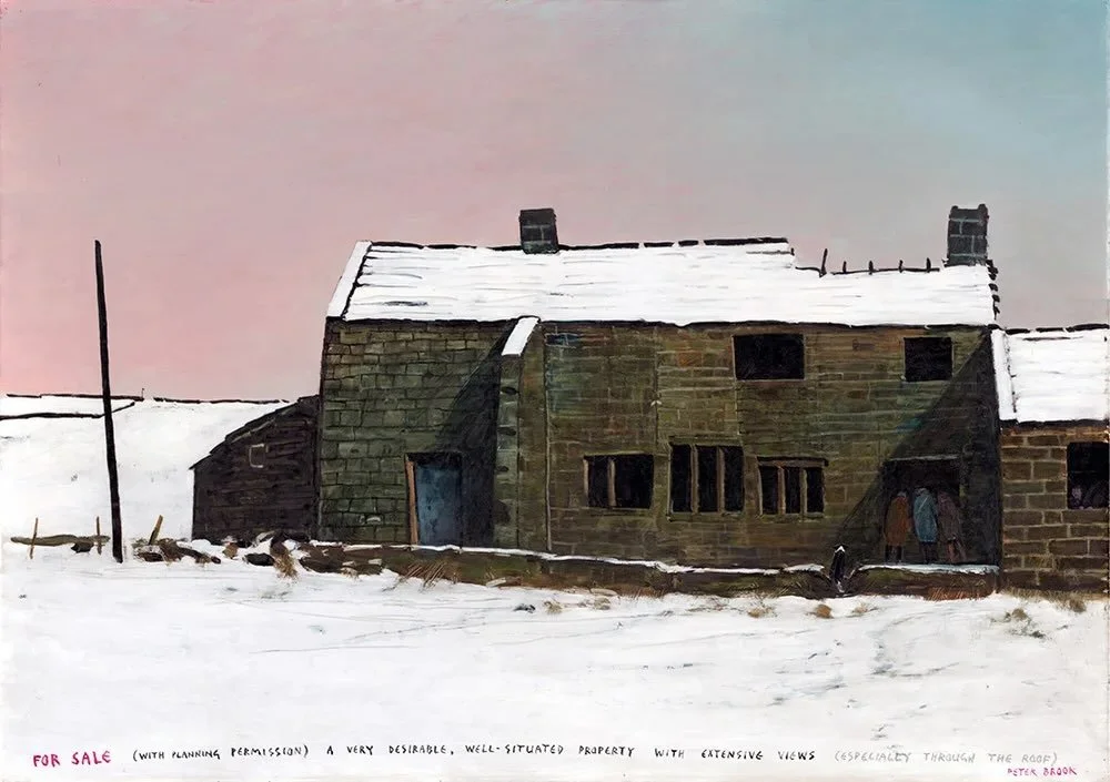 &lsquo;For Sale (with planning permission) A very desirable, well-situated property with extensive views (especially through the roof)&rsquo; by Peter Brook RBA