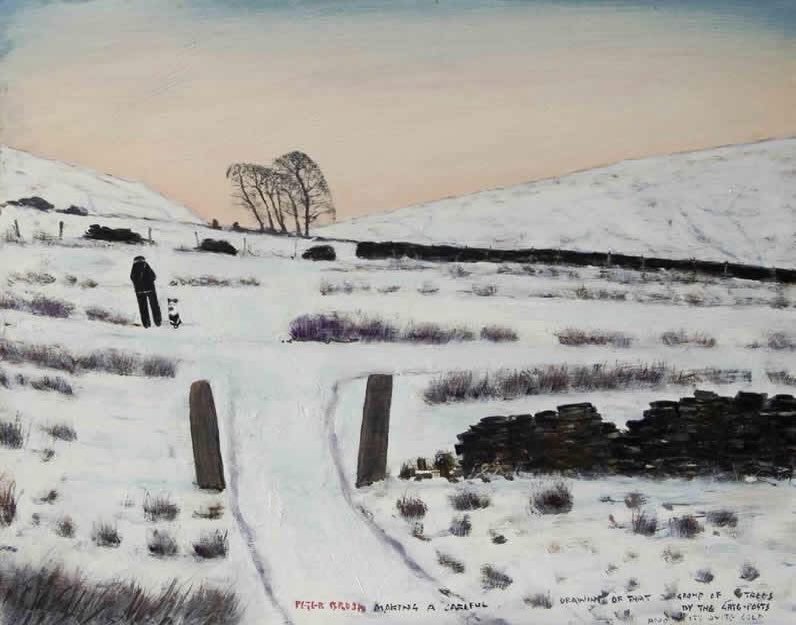 &lsquo;Making a careful drawing of that group of trees by the gate-posts and it&rsquo;s quite cold&rsquo; by Peter Brook (RBA) ✍🏻