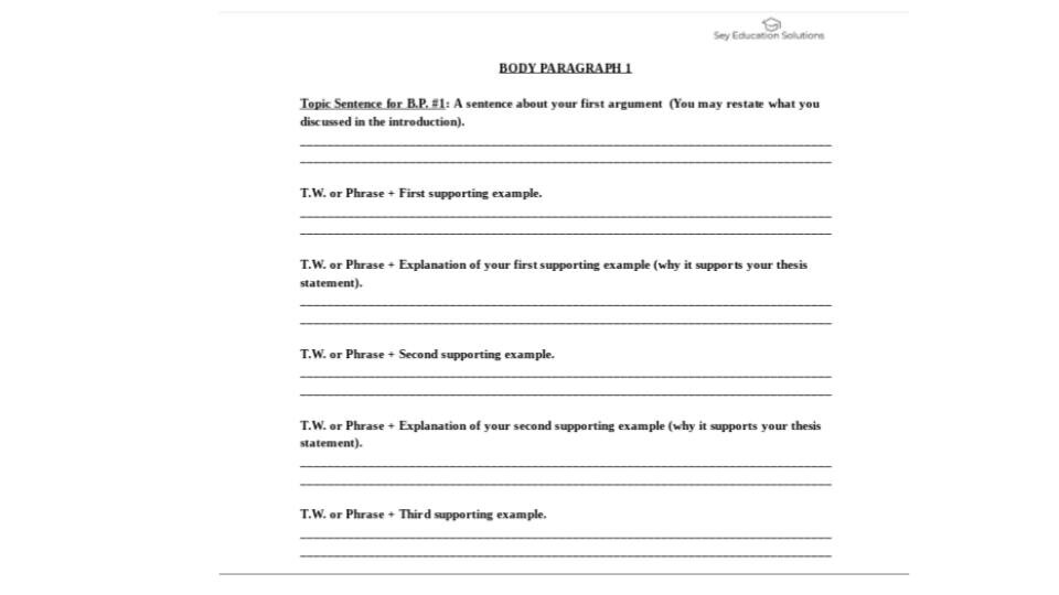 analytical paragraph outline