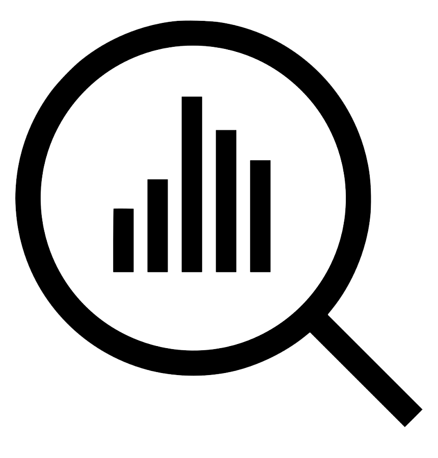 Eyeglass on bar graph