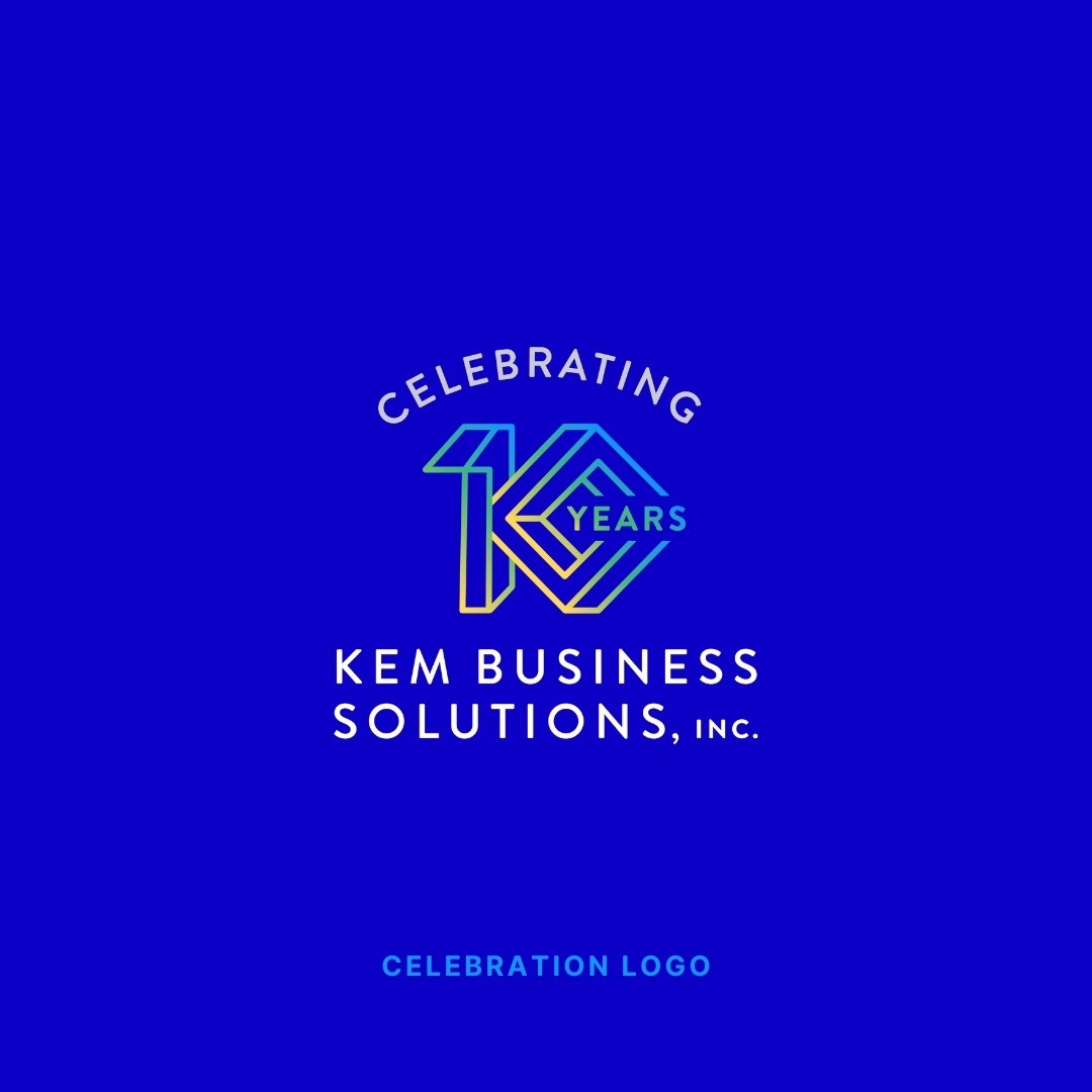 🎉 Celebrating 10 years in business with a special twist to the @kembizaccounting logo! 🎉 We took elements from our iconic brand mark and infused them into a unique anniversary logo, maintaining our brand aesthetic while adding a touch of celebratio