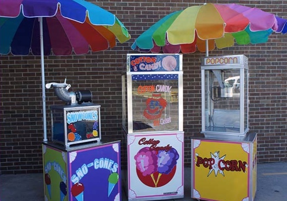 Left- Snowcones Center- Cotton Candy Right- Popcorn