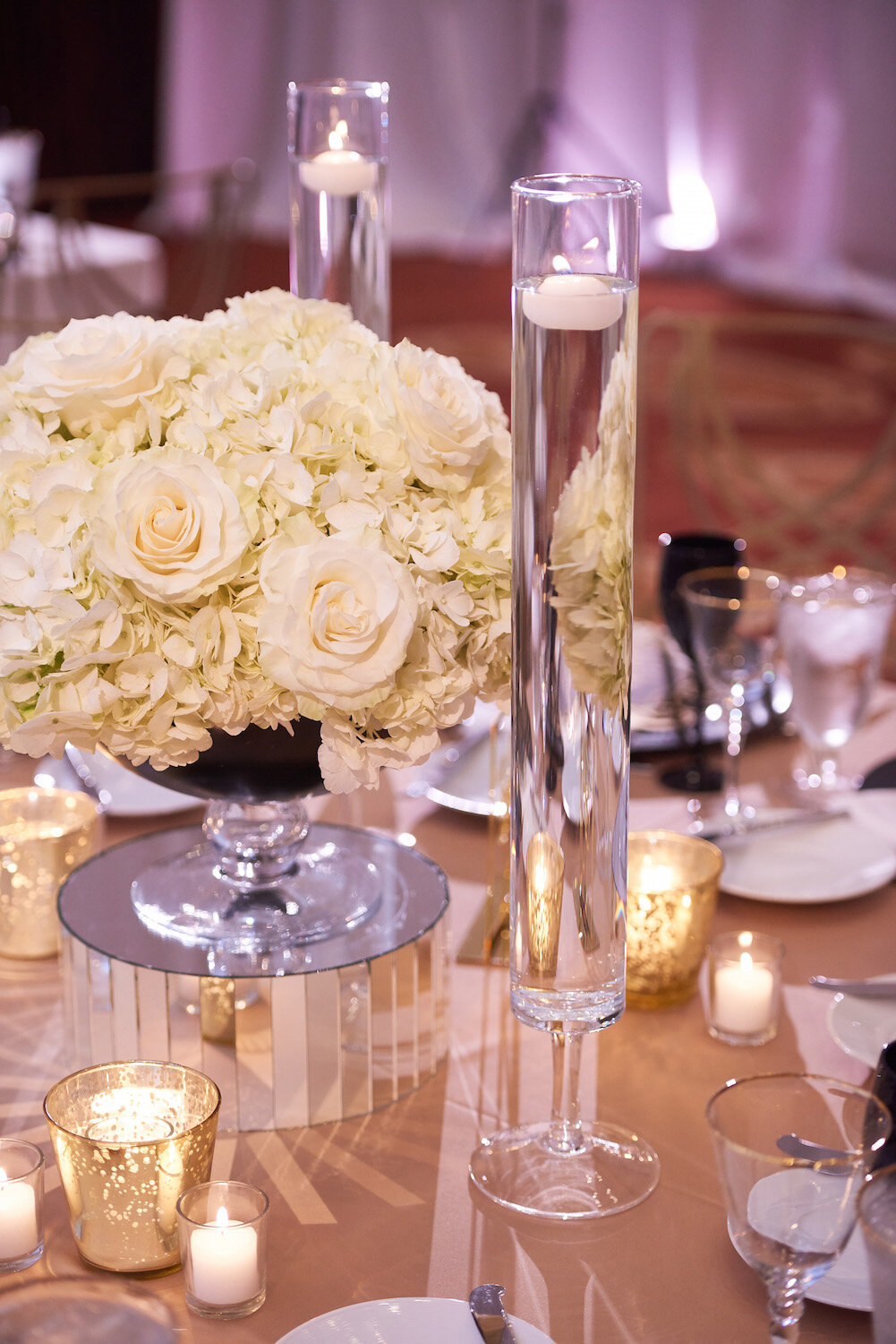 St. Louis Wedding Flowers - Cylinder Vase with Floating Candle in St Louis,  MO