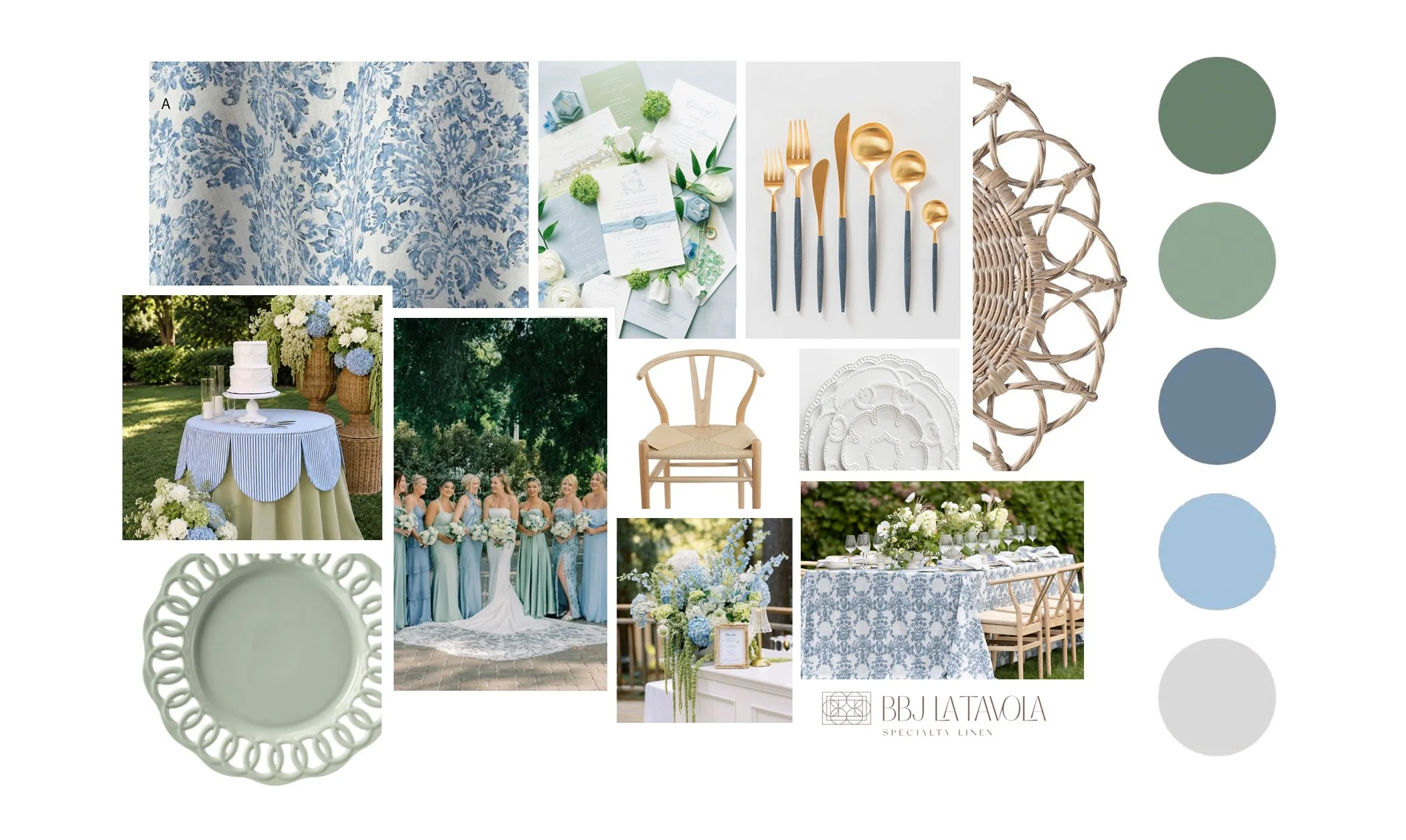 Wedding mood board desinged by Belli Fiori for a St. Louis wedding.