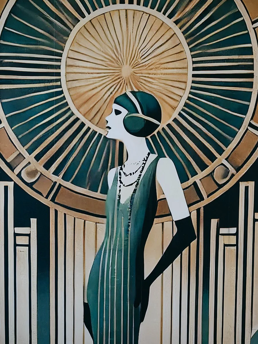 Art Deco mural at the Gatsby Event Venue in St. Louis.