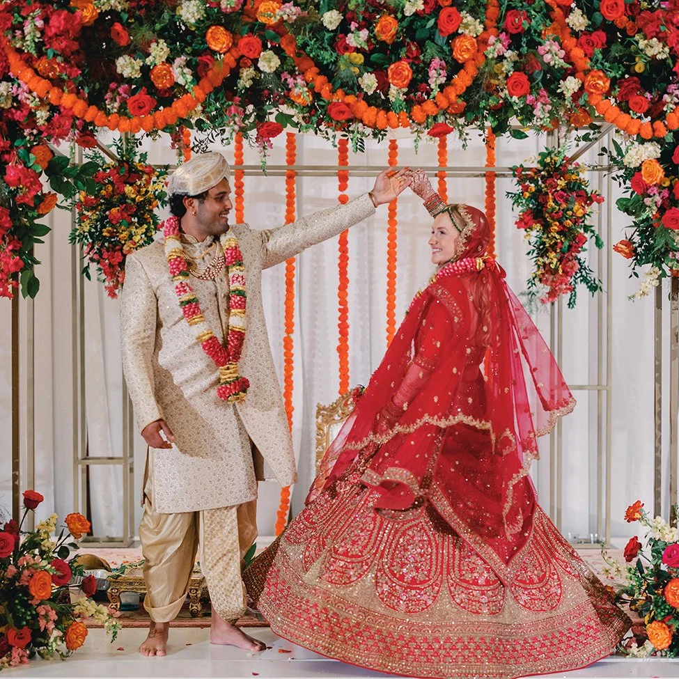 Floral covered Mandap at The Ameristar Casino and Resort in St. Louis, Missouri.
