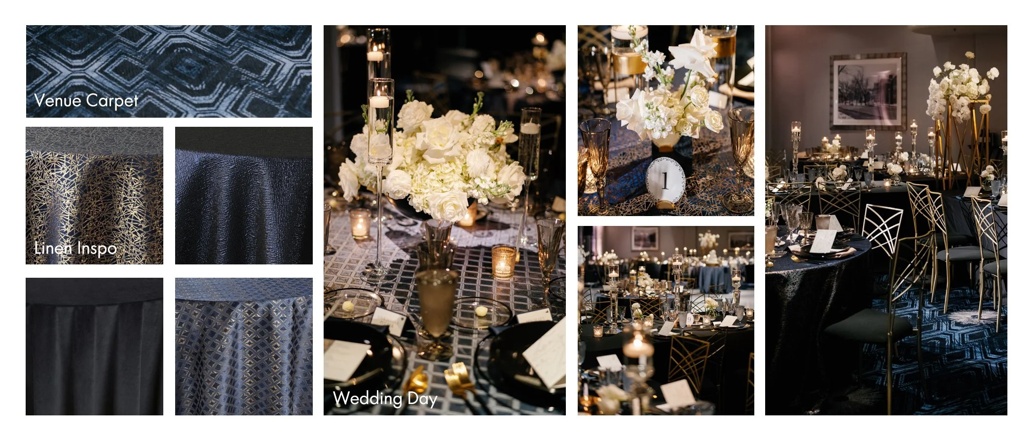 Wedding day mood board for Chase Park Hotel designed by St. Louis wedding florist, Belli Fiori.