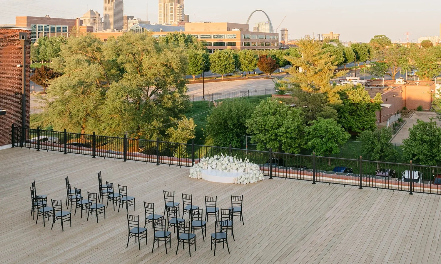 The rooftop terrace at the Gatsby Events Venue in St. Louis.