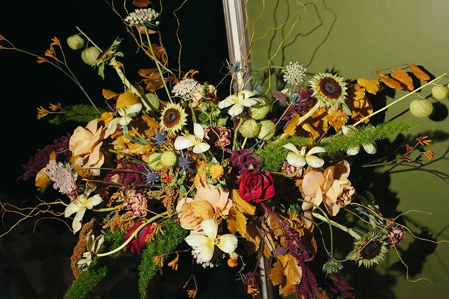 Autumn tall centerpiece designed by Belli Fiori in St. Louis, Missouri.