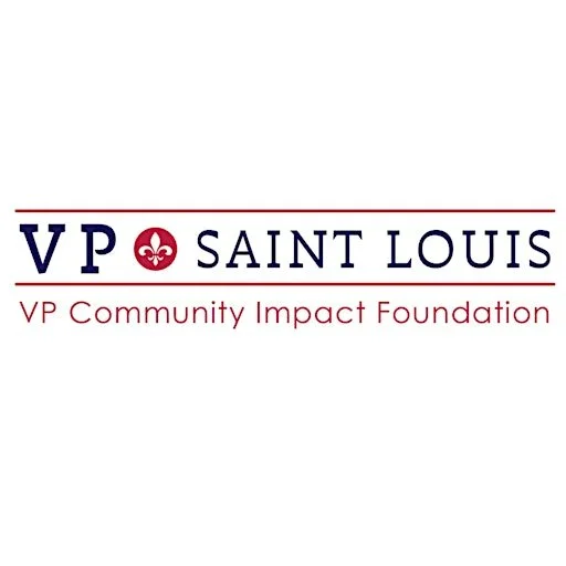 Logo of VP Saint Louis Community Impact Foundation with the text 'VP Saint Louis' and a red fleur-de-lis symbol.