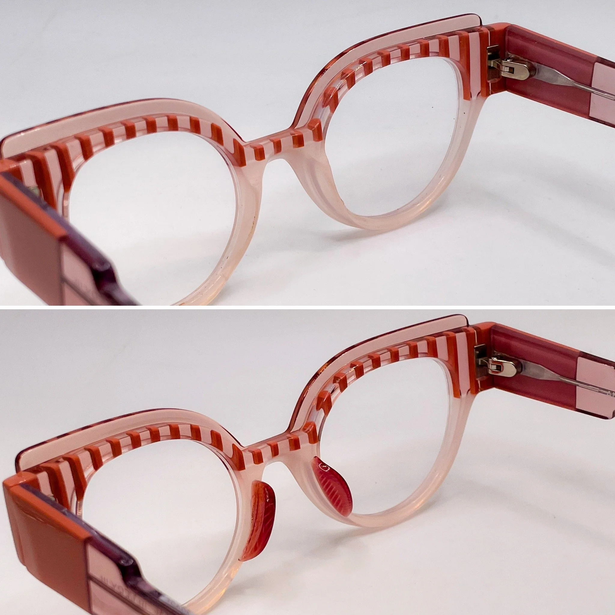 large acetate build, L.E. striated rose - Anne et Valentin