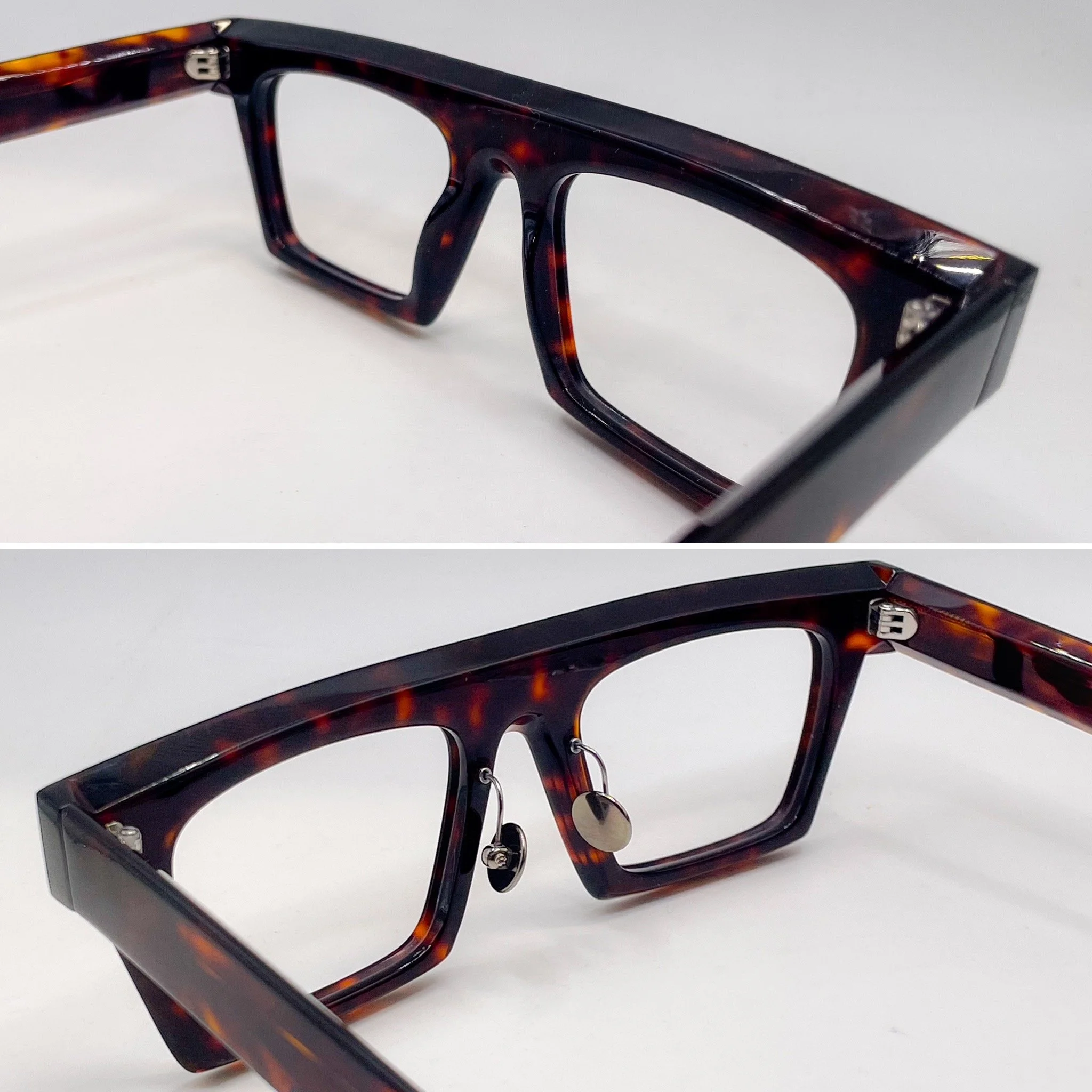 titanium implanted pad arms with titanium nose pads - Theo Eyewear