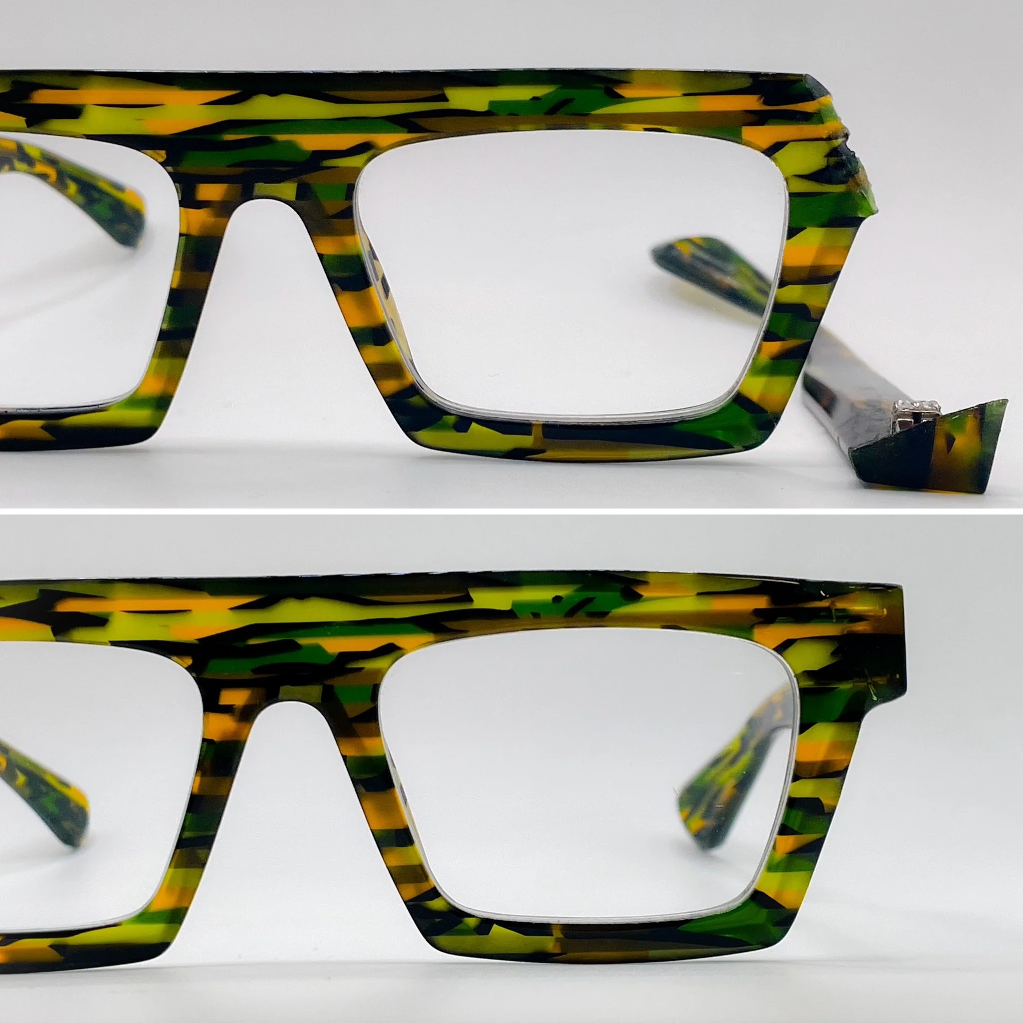 glue removal and acetate repair - Theo Eyewear