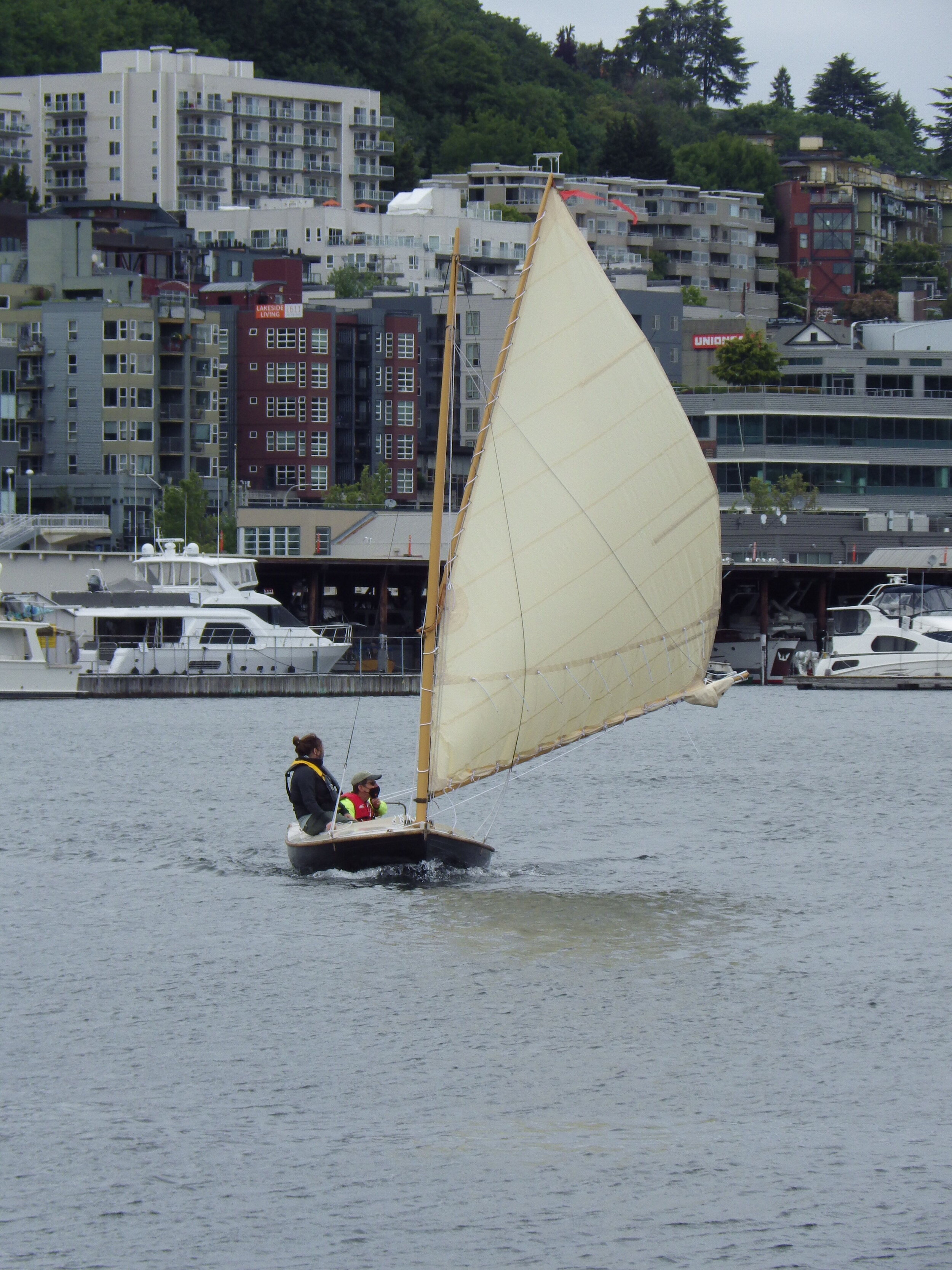 Volunteers test out the sail for the Kitten