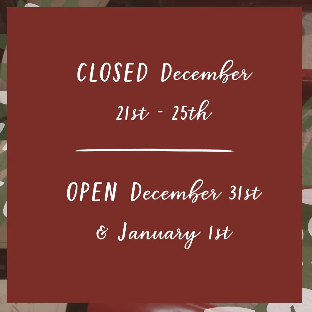 Holiday Hours 🌲🎁🥂 

We will be CLOSED the week of Christmas {21st-25th} and back OPEN the 26th &amp; 27th for dinner service only. 

Week of New Years we will be OPEN normal hours {Tuesday - Saturday} check our bio for hours. 

NYE Menu posting so