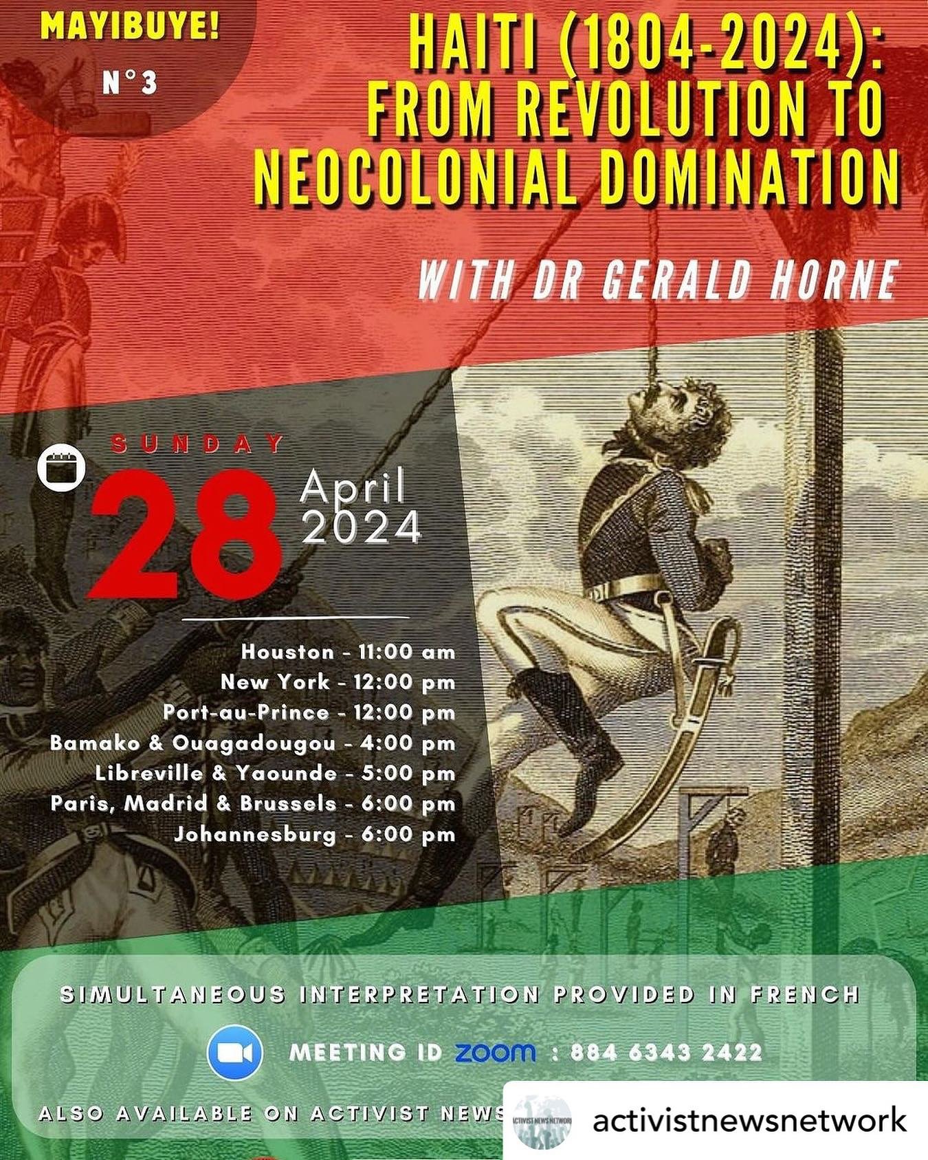 👉🏿👉🏿👉🏿Posted @withregram on &bull; @activistnewsnetwork Youtube Mayibuye! Series w/ Gerald Horne: &ldquo;Haiti (1804-2024): From Revolution to Neocolonial Domination.&rdquo; April 28, , 2024, the third episode of Mayibuye! The Monthly Program w