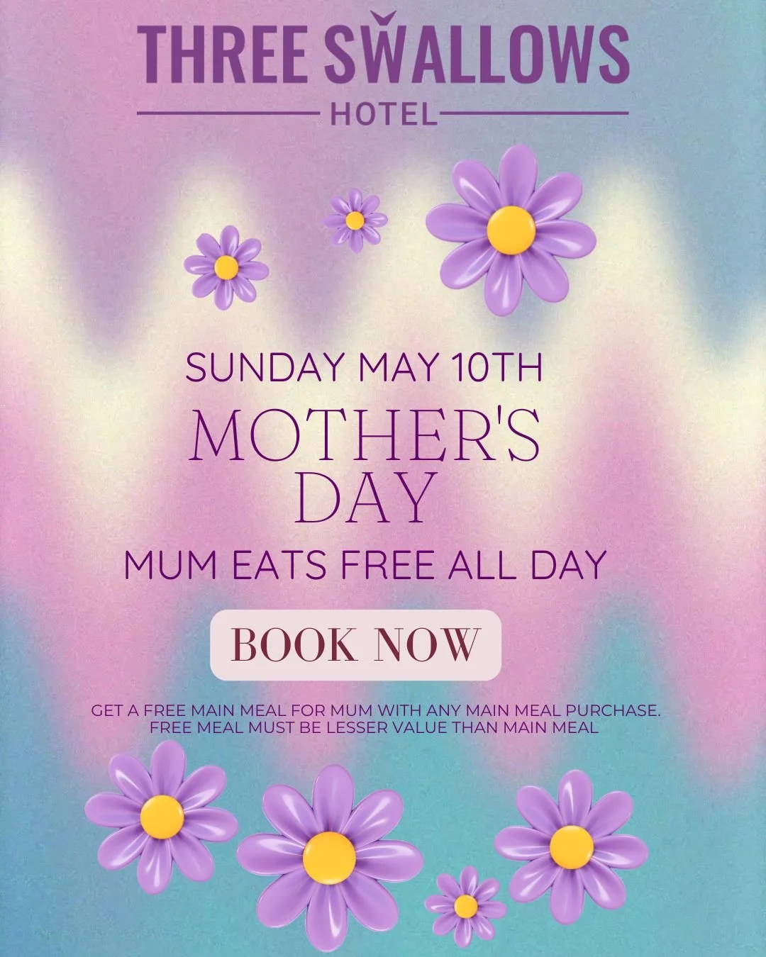💐💜 MAKE MUM&rsquo;S DAY EXTRA SPECIAL 💜💐

This Sunday May 10th, treat Mum the way she deserves&hellip; with great food, good vibes &amp; time together 🥂

🍽️ MUM EATS FREE ALL DAY
(with any main meal purchase)

No cooking. No stress. Just family