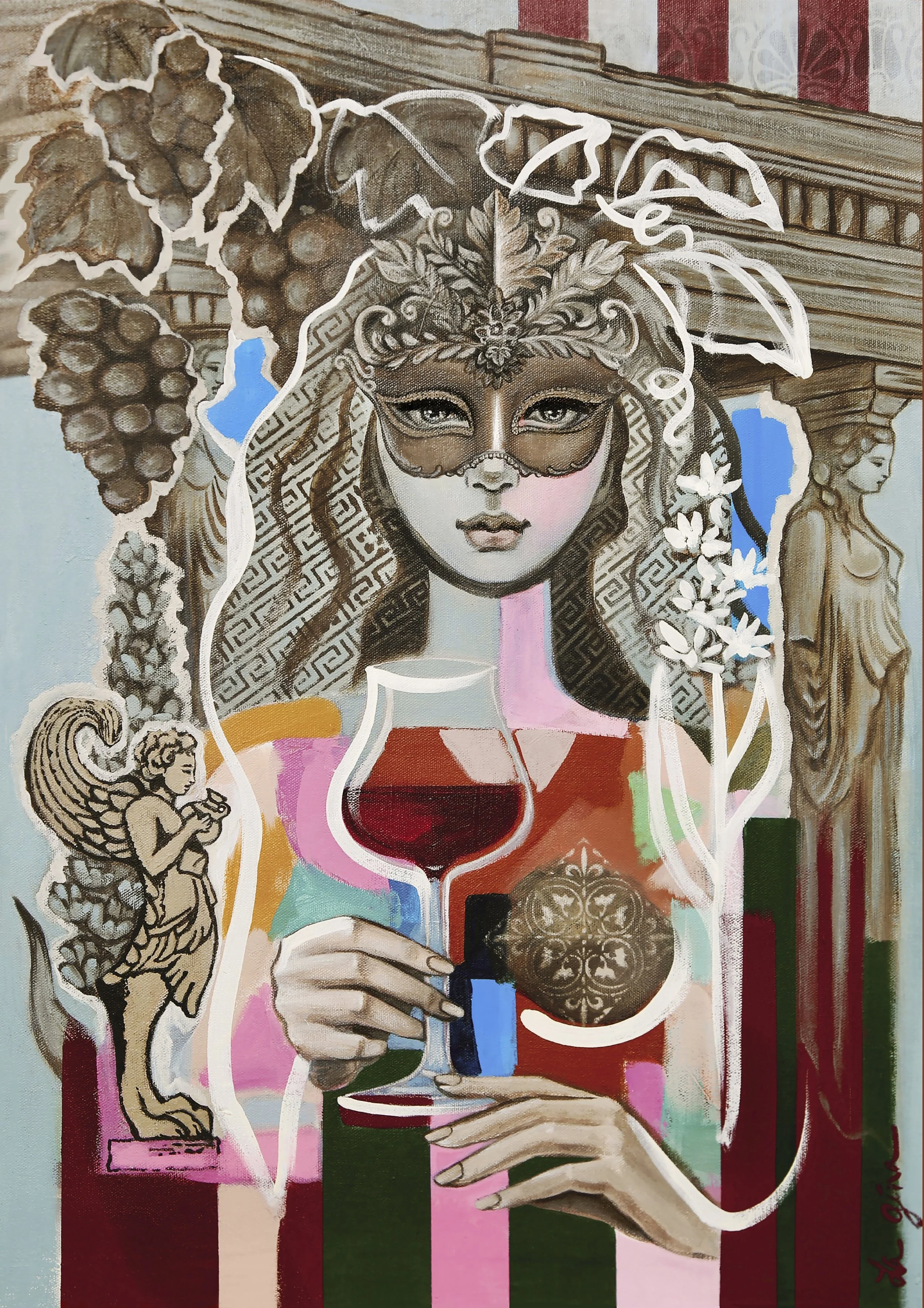 Planted in earth tones and quiet light, Ceres moves like a season: sow, wait, return. Sculpted lines, layered color, and a calm that lingers after the glass is set down. Created for Fallbrook’s inaugural Wine Festival. Giclées are halfway reserved.