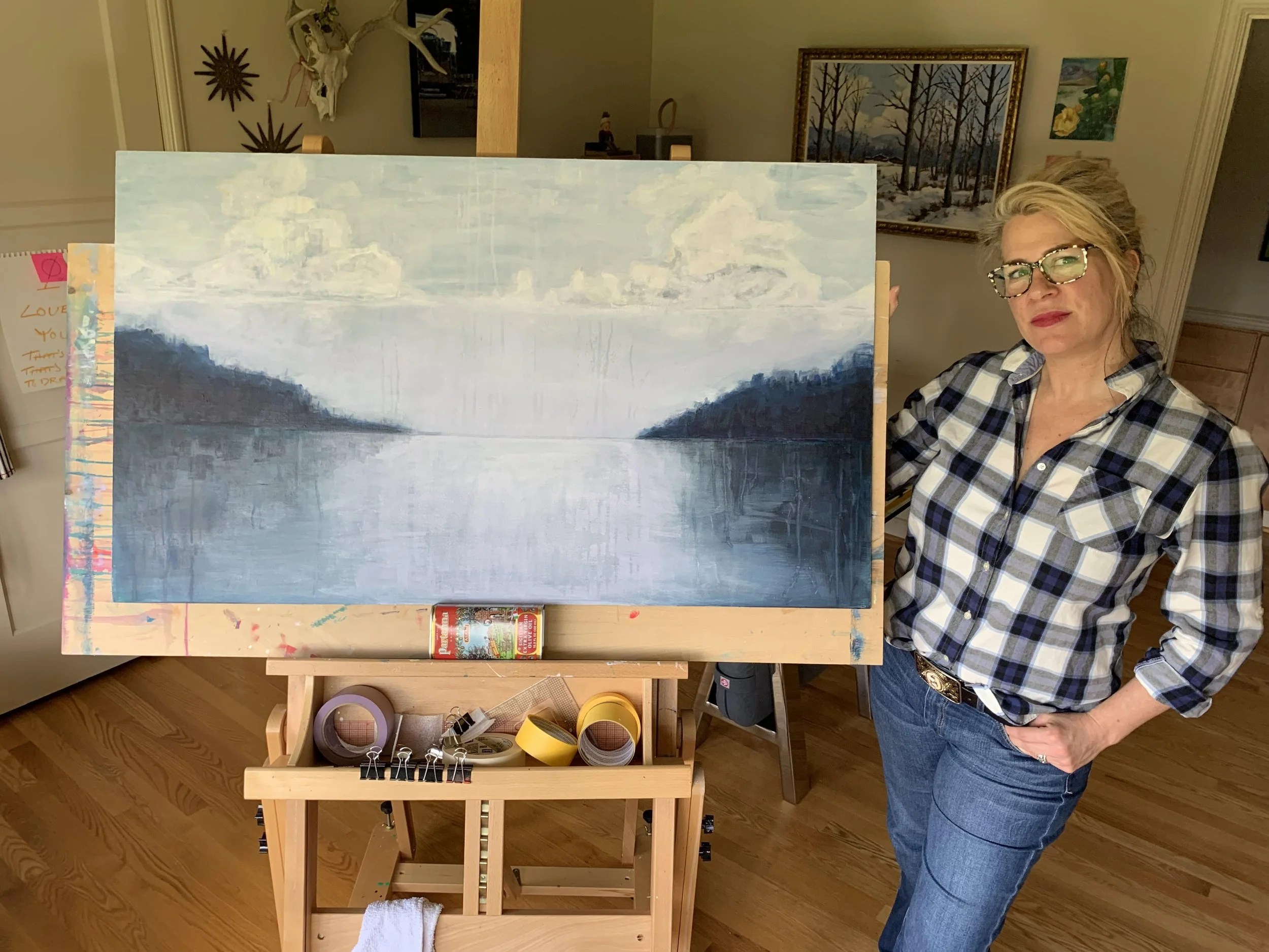 Lisa Butters with her original painting Watermark