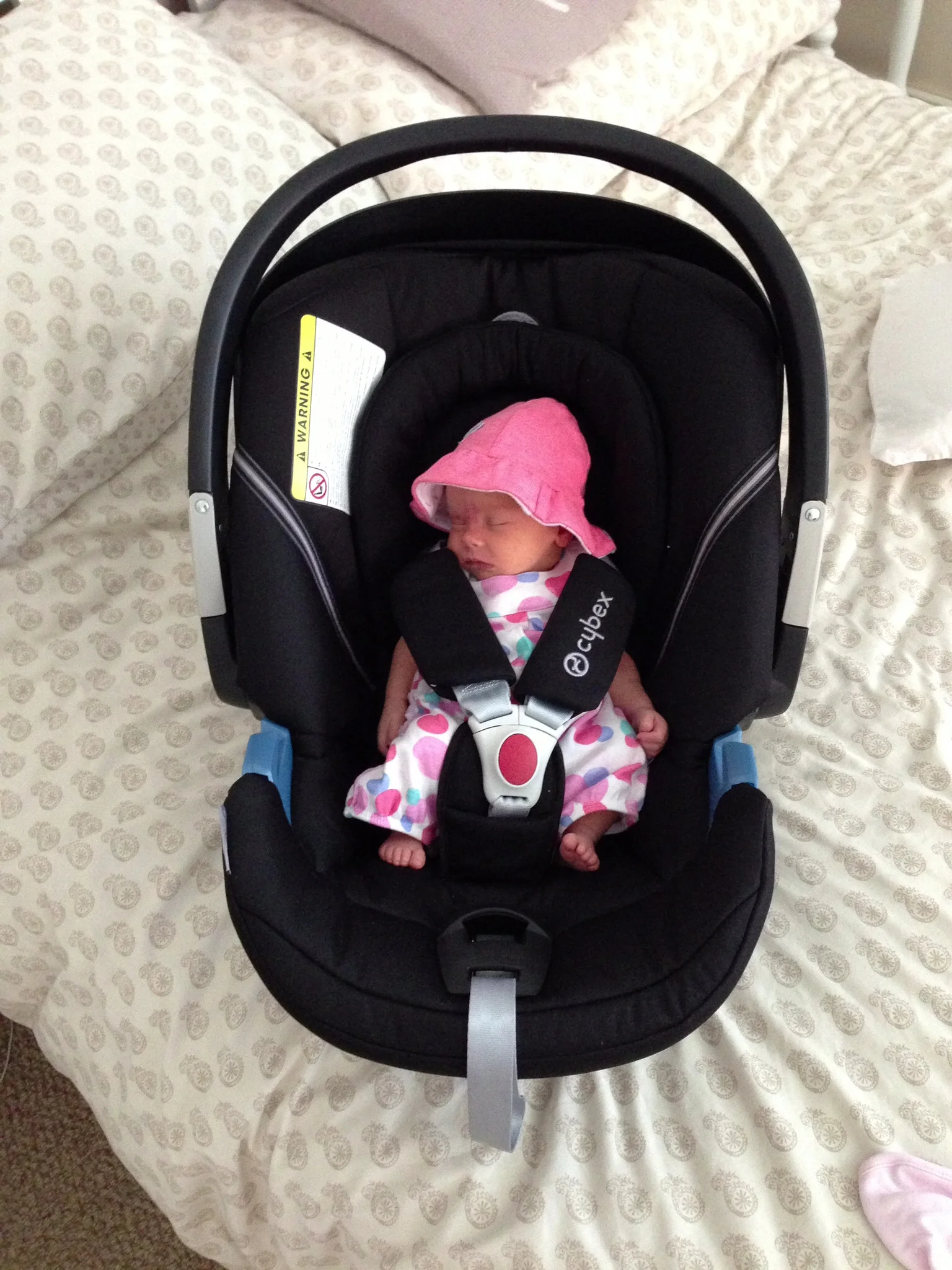 6 years ago… My 3 day old baby Bella on her way to the caravan on the hottest day of the year. Sooo tiny!