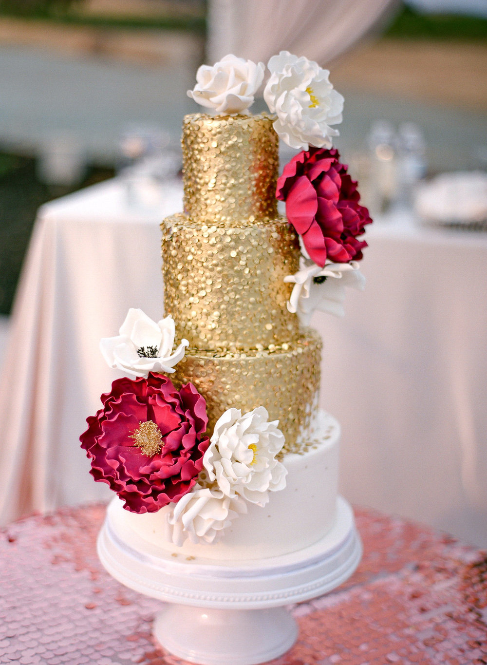 Amador_County_Wedding_Cake_Burgundy_Red_Gold_Sparkles_Rancho_Victoria_Vineyard_Northern_California.jpg
