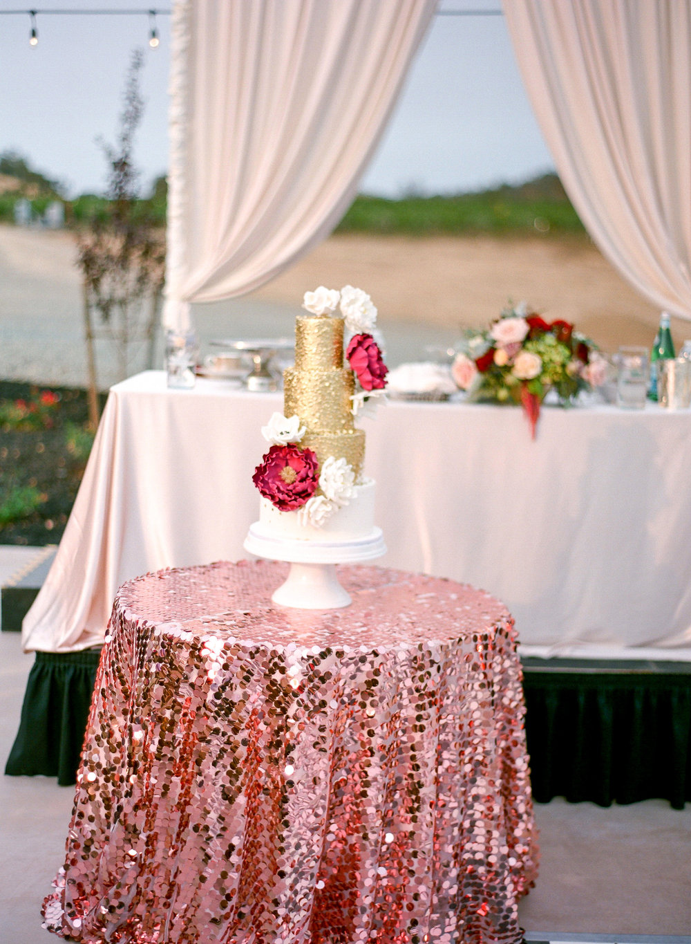 Amador_County_Wedding_Cake_Table_Sequin_Drapping_Rancho_Victoria_Vineyard_Northern_California.jpg