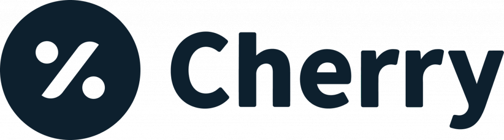 Logo with a percentage symbol inside a circle followed by the word 'cherry' in lowercase letters.