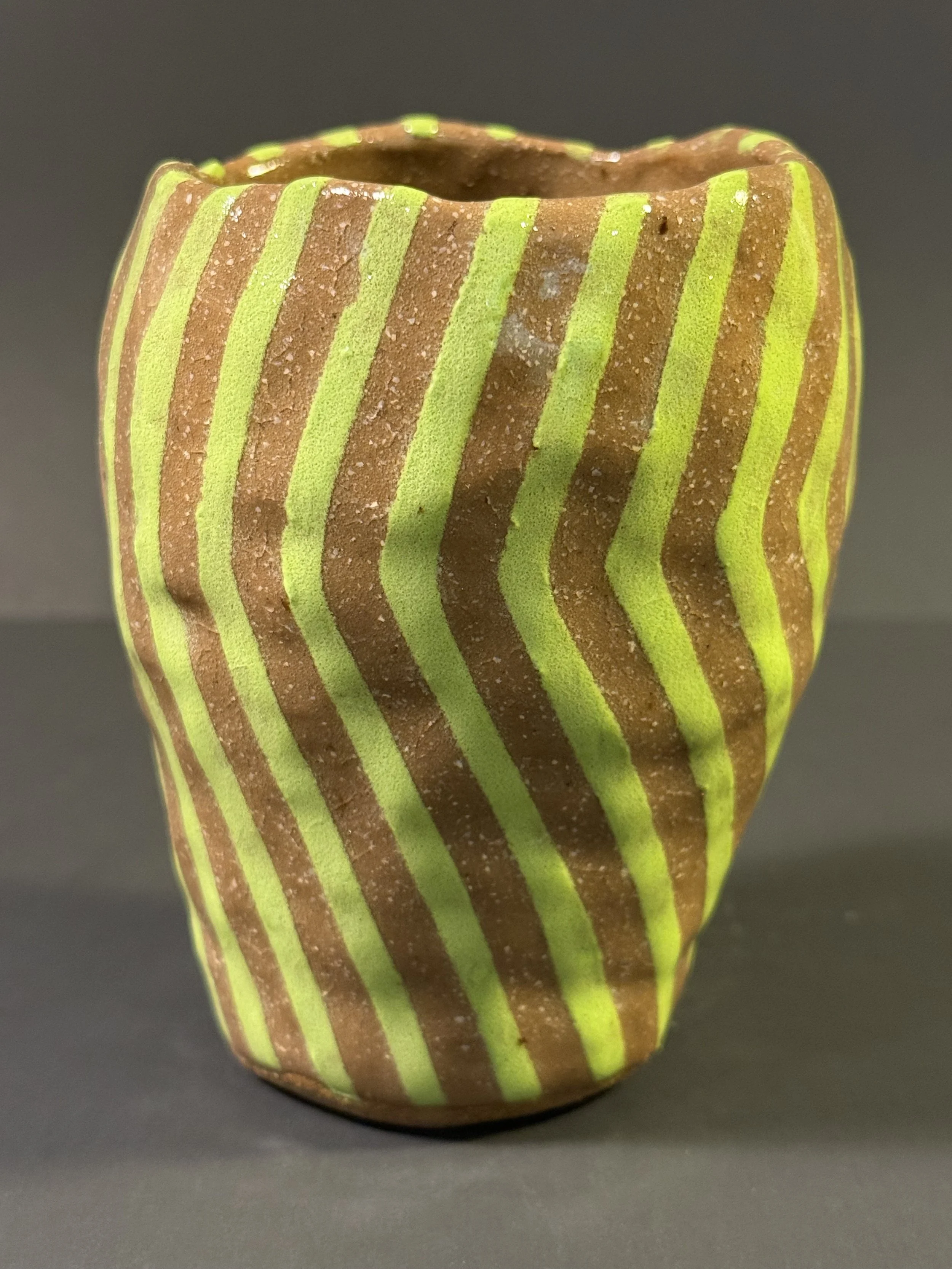 Stripey Chartreuse Vase