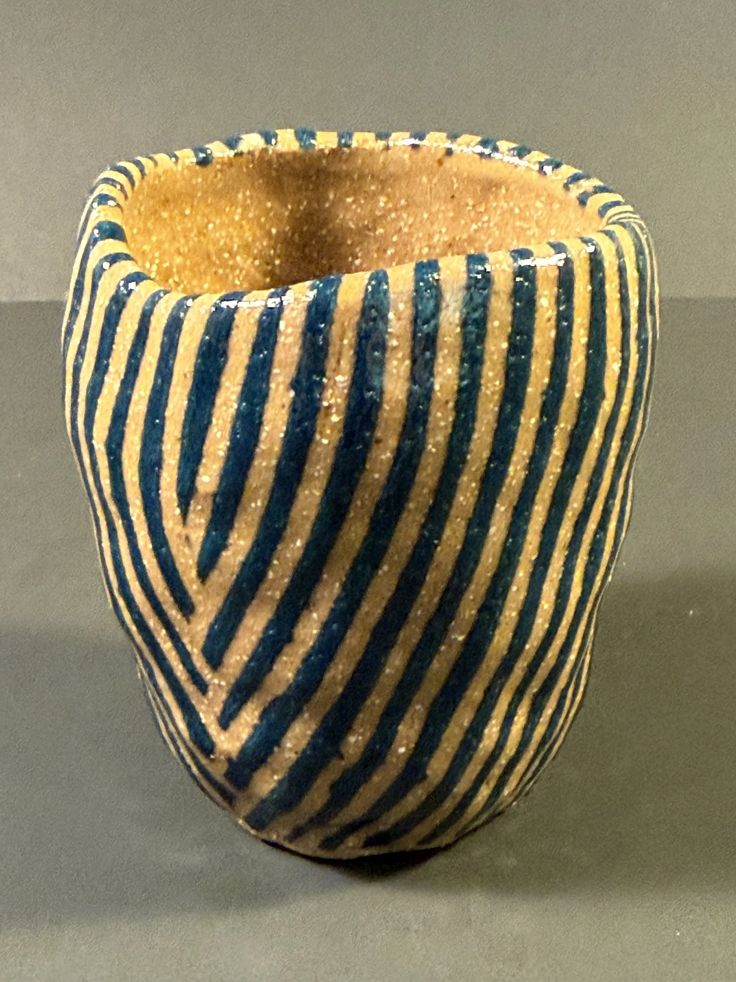 Small Blue Stripey Cup