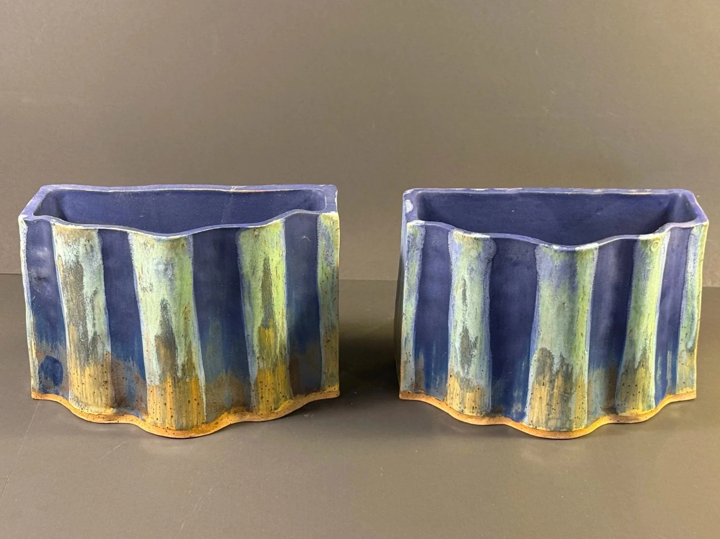 Mantle Vases-Blue Stripey