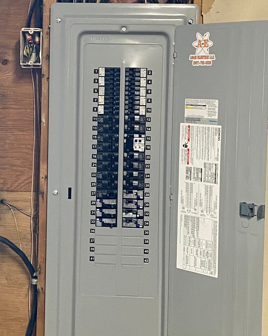 Panels should always be correctly labeled. This is a picture of a panel consolidation and upgrade Adam Electric completed in 2020