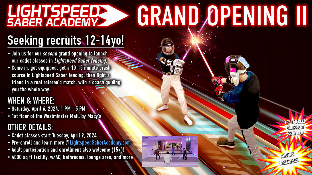 LSA is finally enrolling students aged 12-14 years old (cadets)! Come join us for a second grand opening and opportunity to try out our sport and enroll in classes.

Our grand opening will offer demos and our famous live tryouts: in under 30 minutes 