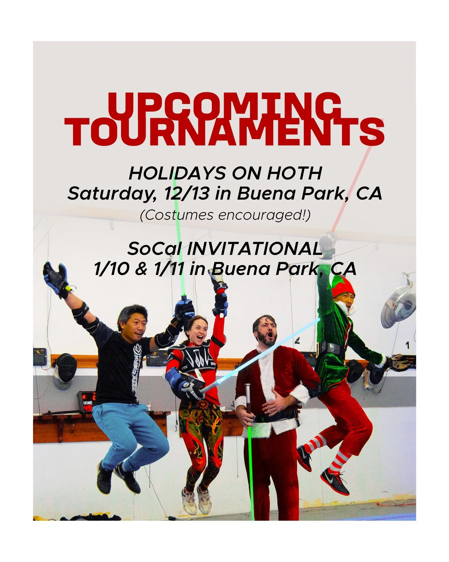 Join us on December 13th for our Holiday on Hoth Tournament. Woman's Rey check in starts at 1:00 PM, with our Open Rey check in starting at 3:00 PM. Join us with your best Holiday spirit, dressing up for the season is encouraged.

And on January 10th