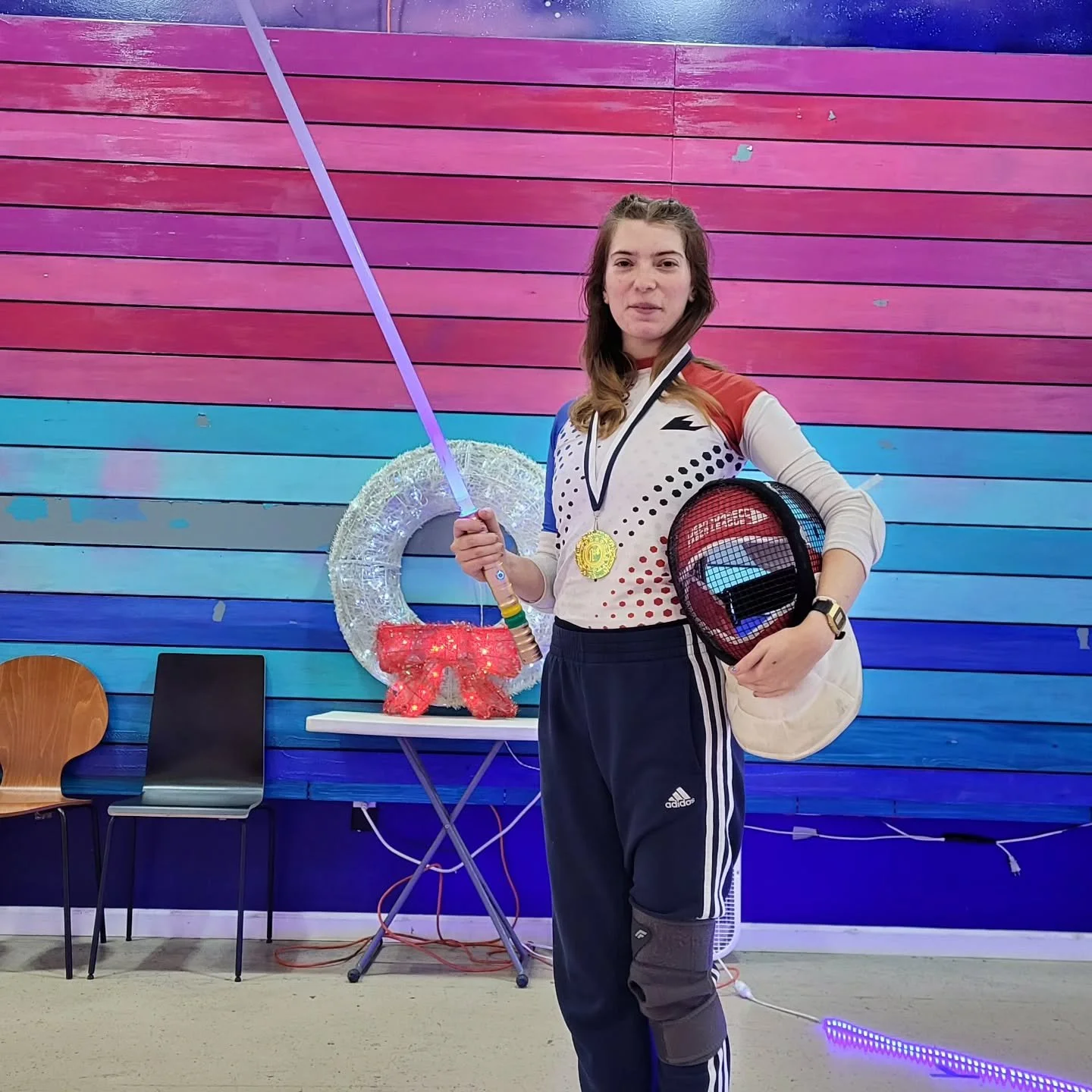 LSA ladies special! Dinah Kolasa took first followed by Patricia Bauler and Rebecca Moore in the ladies event over the weekend. Justina Tran won the costume contest 😃

This is Lightspeed Saber Academy, HQ of the world's fastest light-based fencing.
