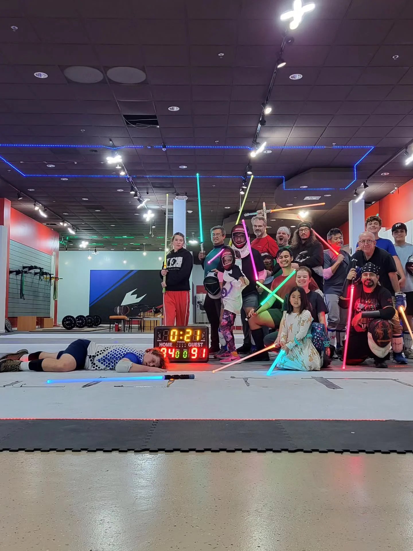 Nate Maniscalco fought valiantly against 20 opponents and maintained a strong lead for his birthday beatdown, however, he faced a challenging opponent in Coach John Mullins who stole a whopping 40 points from the young but exhausted fencer. Still, he