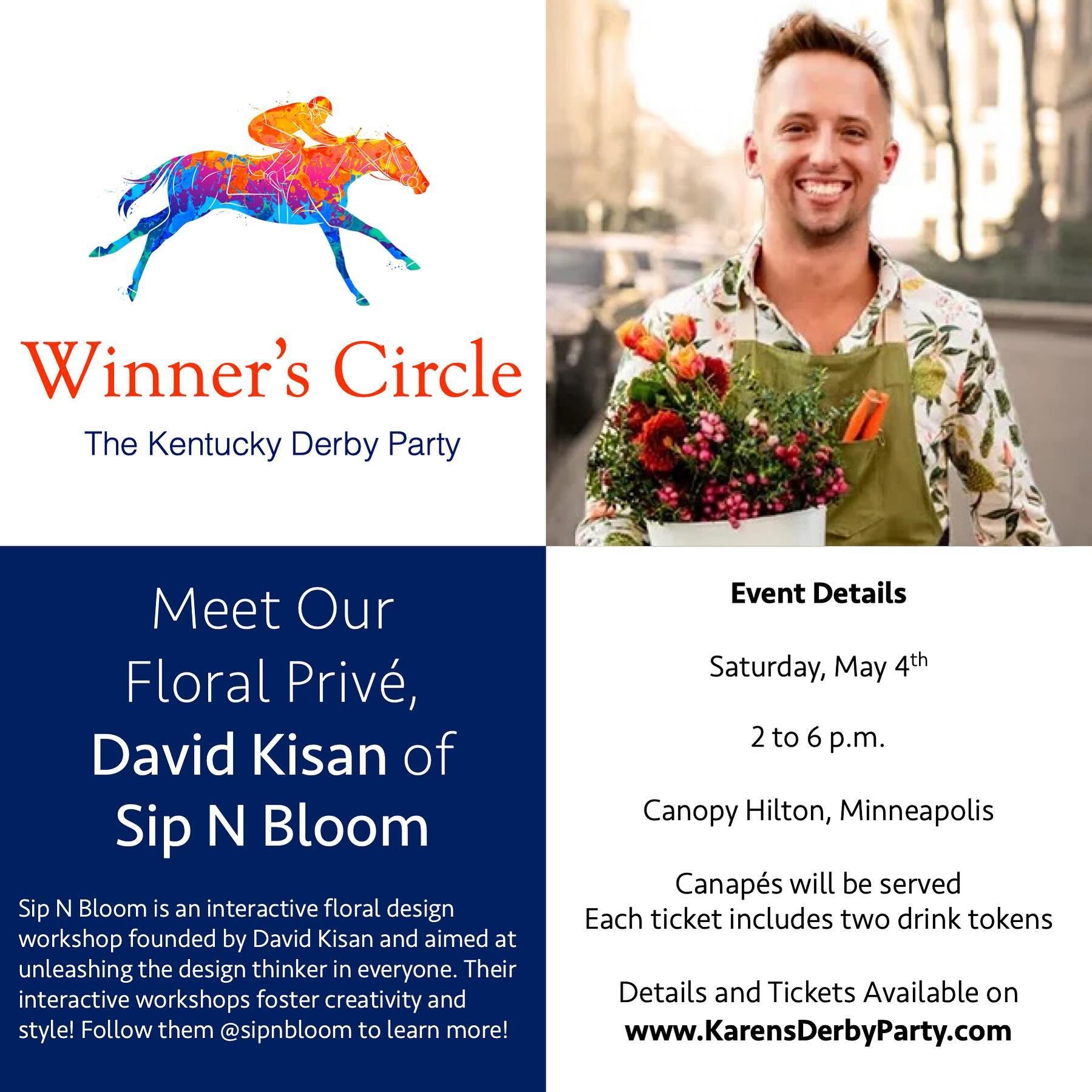 Tomorrow is the day.  David from @sipnbloom is our sweetheart in the team.  He is going to give us a surprise with his talents and flowers tomorrow.
.
.
.
#kmhats #karenmorrismillinery #kentuckyderby #derbyparty #derbyhats #winnerscircle #sipnbloom #
