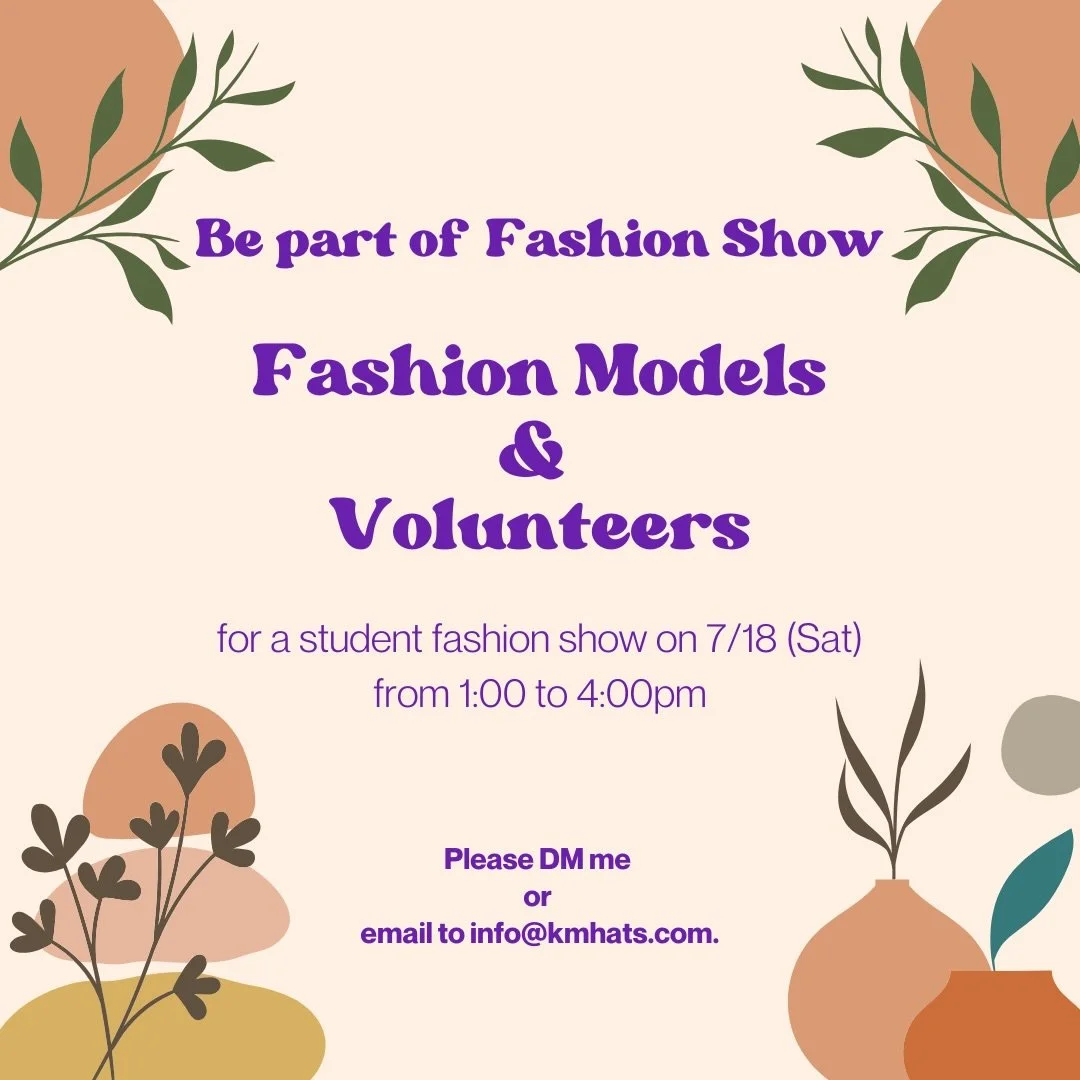 ✨ Join Our Team This Saturday! ✨

We&rsquo;re looking for a few enthusiastic **fashion models** and **event volunteers** to help make our **Student Millinery Exhibition &amp; Runway Show** a memorable celebration of creativity and craftsmanship.

No 