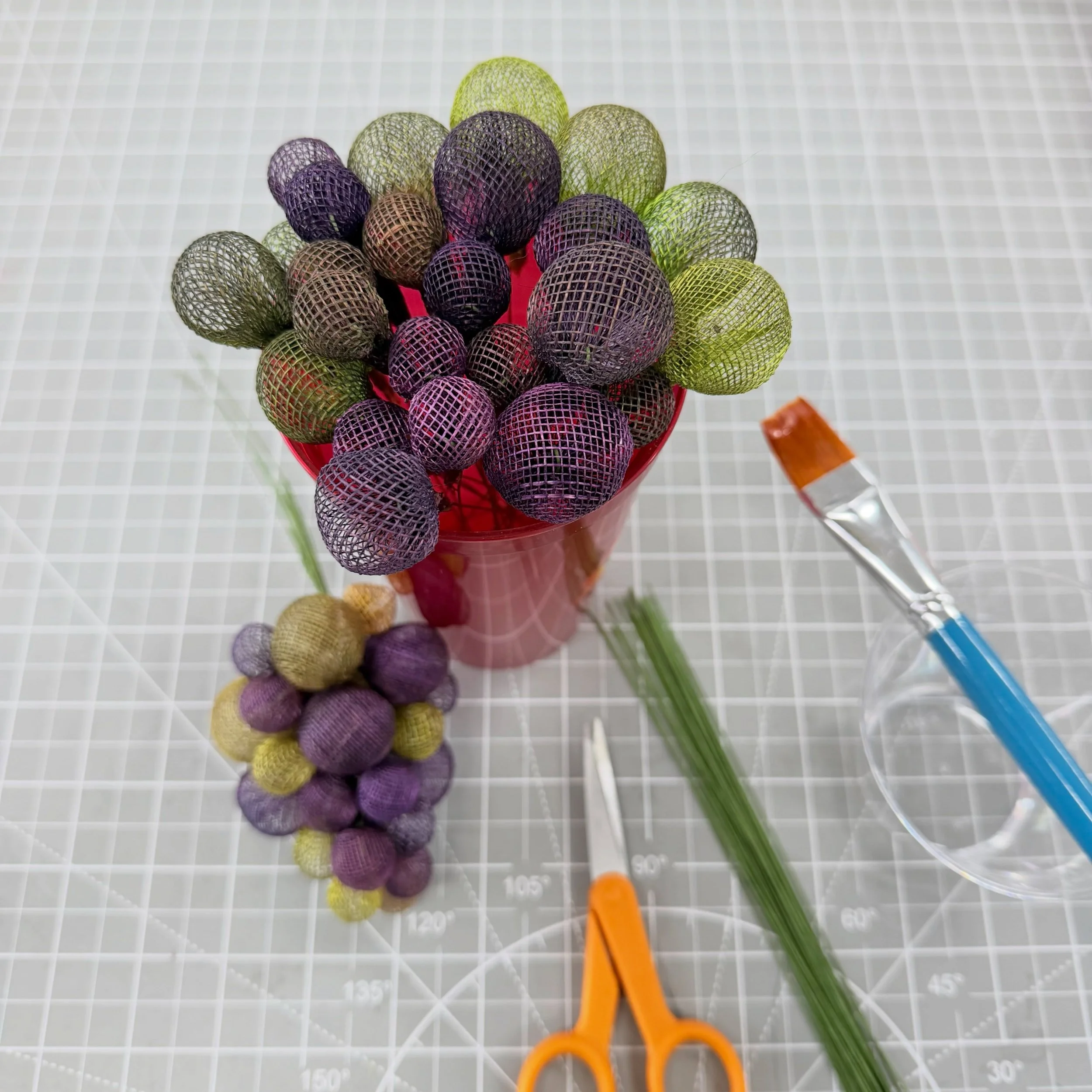 Fruits for &ldquo;Mediterranean Nights&rdquo; @thefittingroommpls runway next month. 🍇🍇🍇
.
#millinerycouture #karenmorrismillinery #thefittingroommpls #runway #Mediterranean
