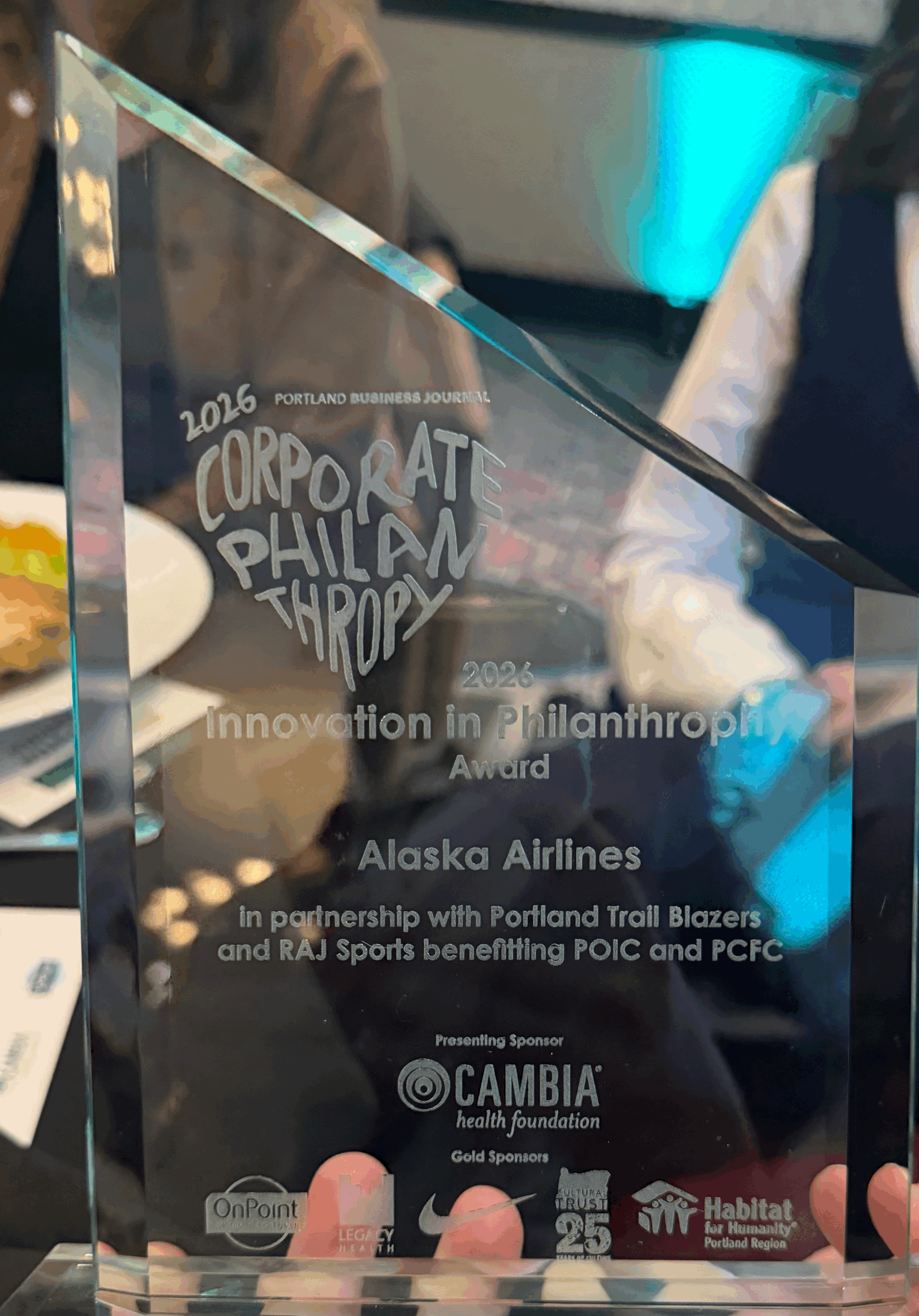 Alaska Airlines Receives Portland Business Journal Innovation in Philanthropy Award for Partnership with  Trail Blazers, RAJ Sports, POIC and PCFC