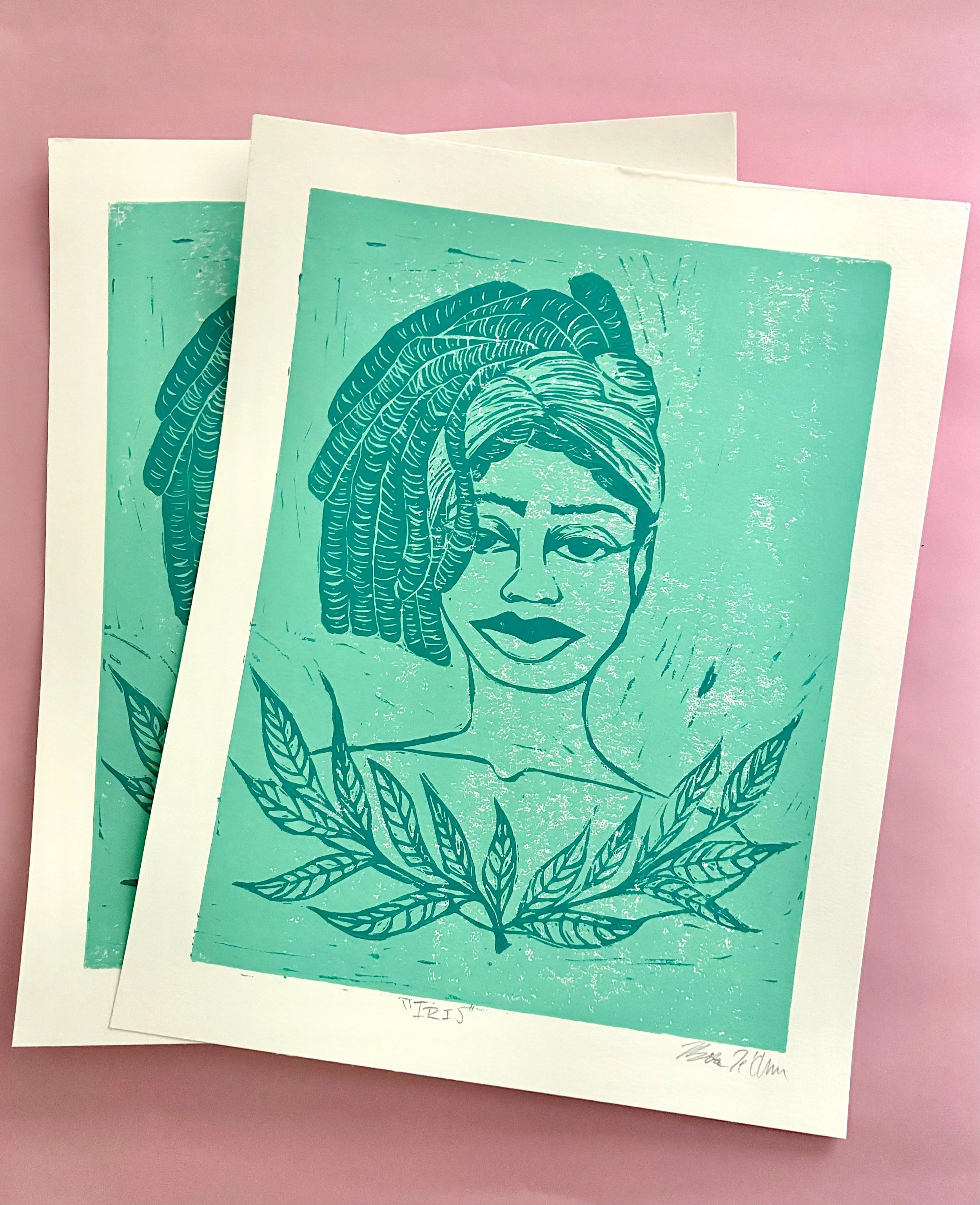 "Iris" Linocut Print